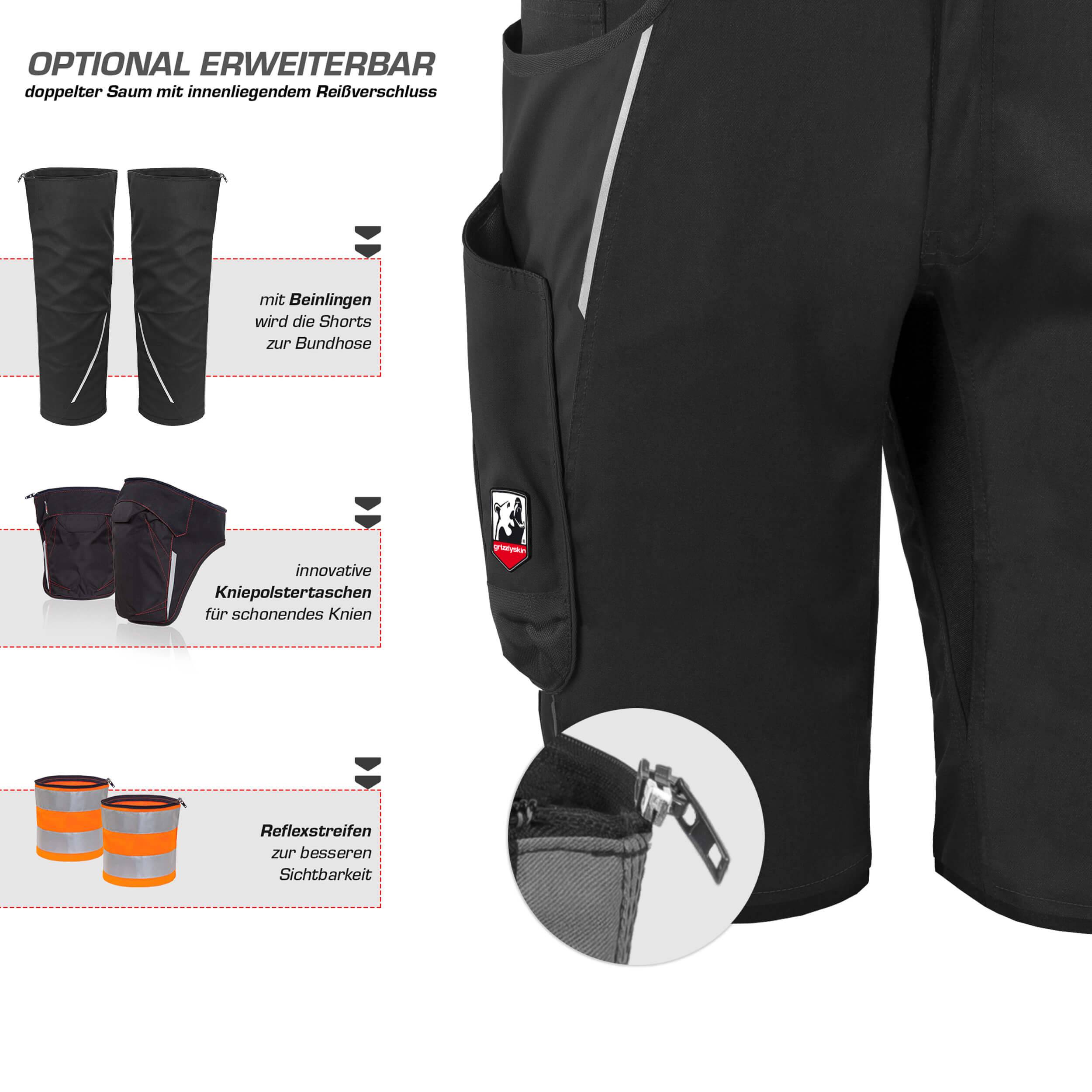 QUALITEX HIGH QUALITY WORKWEAR Shorts IRON - schwarz - Herren: 52 Damen: 46