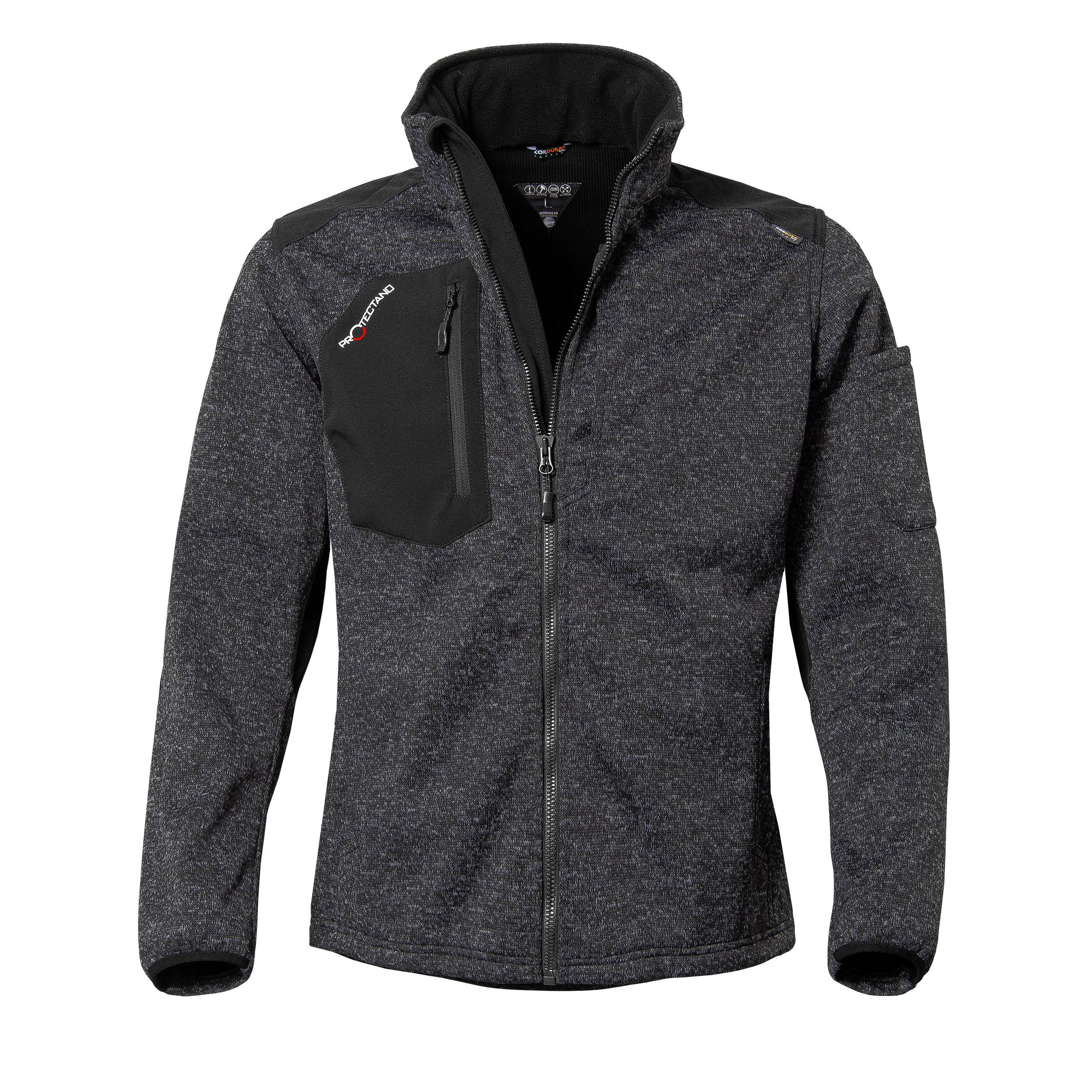 QUALITEX HIGH QUALITY WORKWEAR Strick-Fleecejacke mehrfarbig - schwarz/meliert - Herren: 4XL Damen: 60