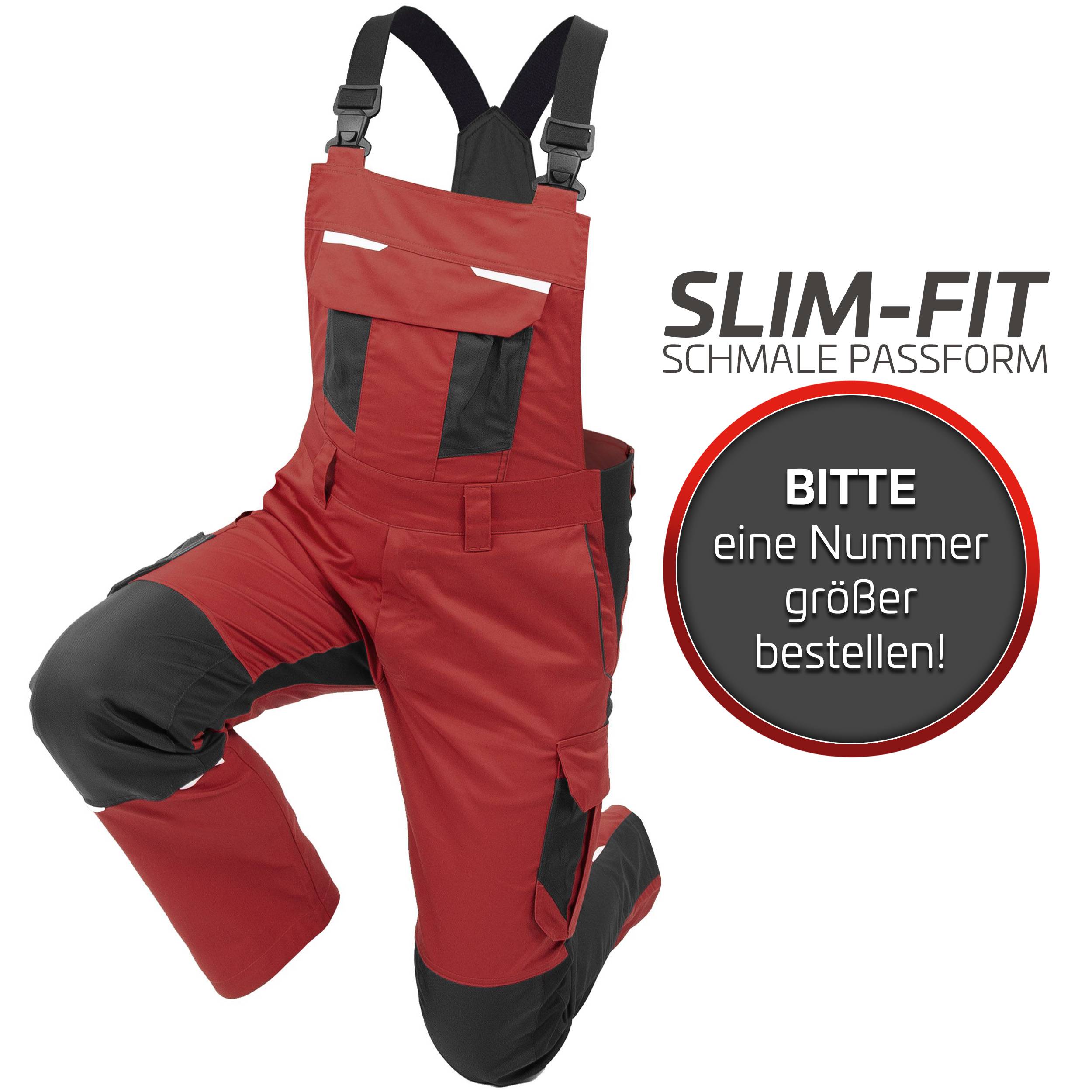 QUALITEX HIGH QUALITY WORKWEAR Latzhose IND - red dahlia/phantom - Herren: 50 Damen: 44