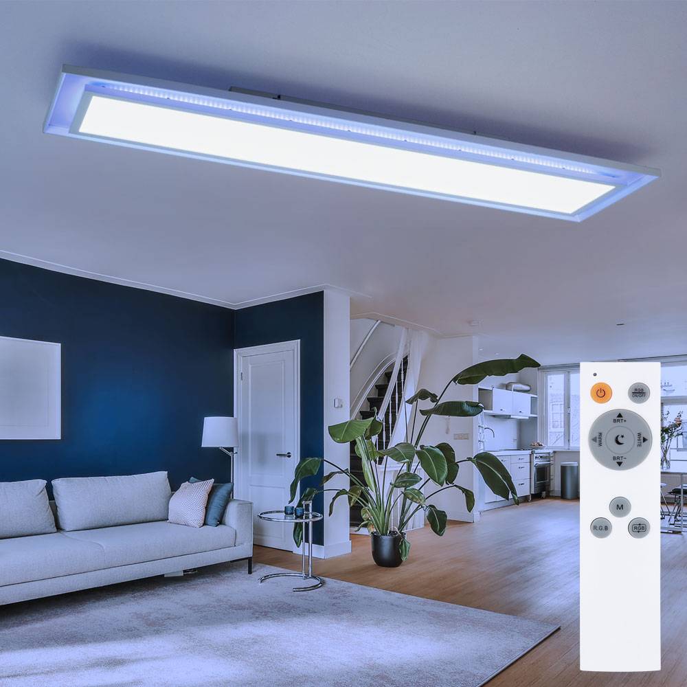 LED Deckenpanel Farbwechsel Deckenleuchte Fernbedienung Deckenlampe Aufbaupanel, CCT, RGB LED 24W 1460lm 2700-6500K, L 85 cm