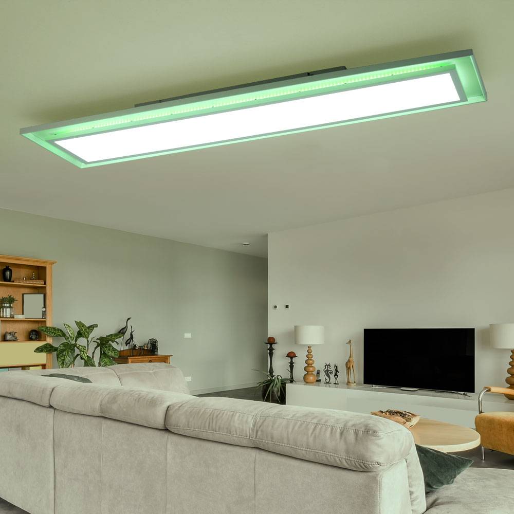 LED Deckenpanel Farbwechsel Deckenleuchte Fernbedienung Deckenlampe Aufbaupanel, CCT, RGB LED 24W 1460lm 2700-6500K, L 85 cm