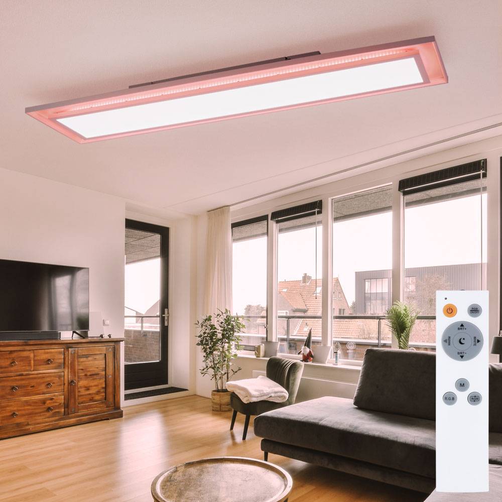 LED Deckenpanel Farbwechsel Deckenleuchte Fernbedienung Deckenlampe Aufbaupanel, CCT, RGB LED 24W 1460lm 2700-6500K, L 85 cm