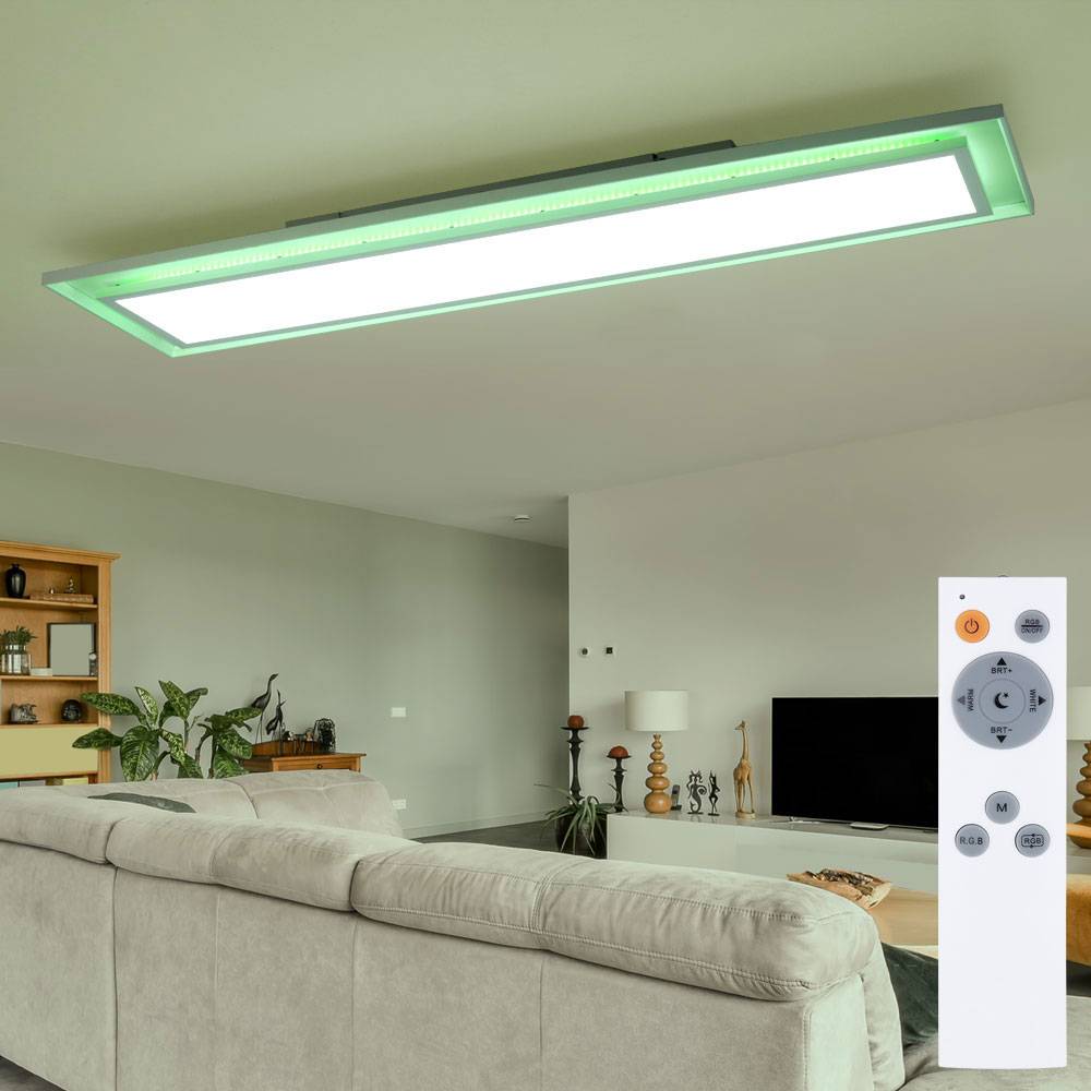 LED Deckenpanel Farbwechsel Deckenleuchte Fernbedienung Deckenlampe Aufbaupanel, CCT, RGB LED 24W 1460lm 2700-6500K, L 85 cm