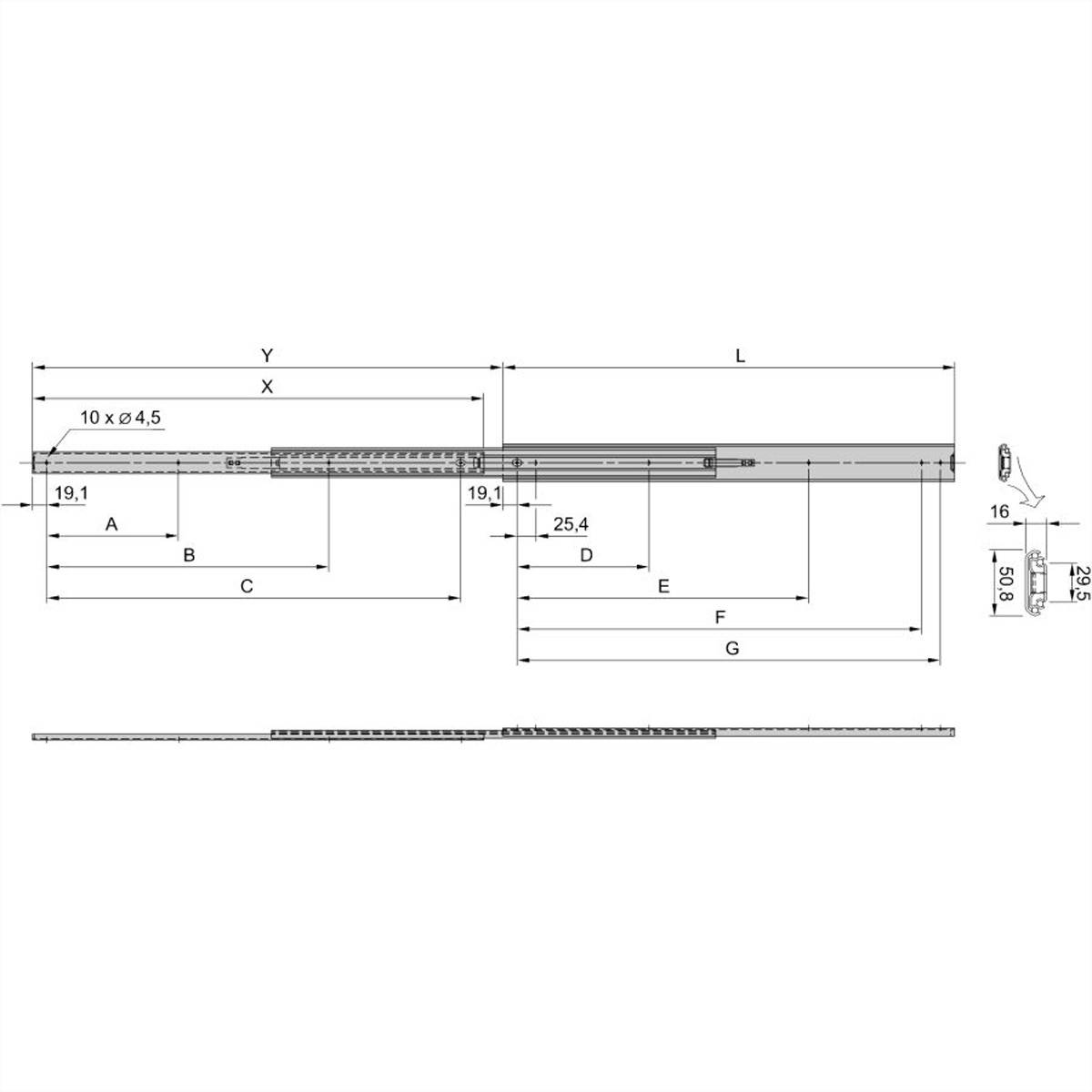 SCHROFF Universal 2 HE Teleskopschiene - TELESK.SCH.UNIV.2HE 711T (2X)
