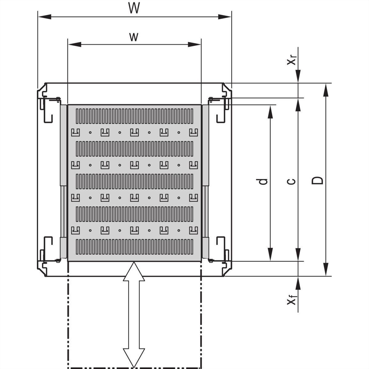 SCHROFF 19''-Fachboden ausziehbar - 19"FA AUS 2HE C=700 VOL 7035