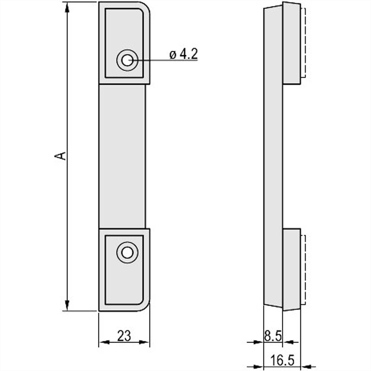 SCHROFF Rückwandfuss mit Gummieinlage - RUECKWANDFUSS 4HE RAL7016
