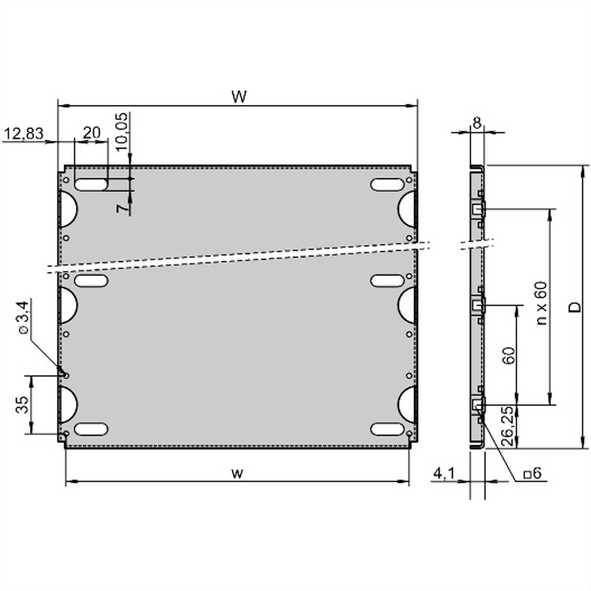 SCHROFF Montageplatte Standard - MONTAGEPLATTE 220T 63TE