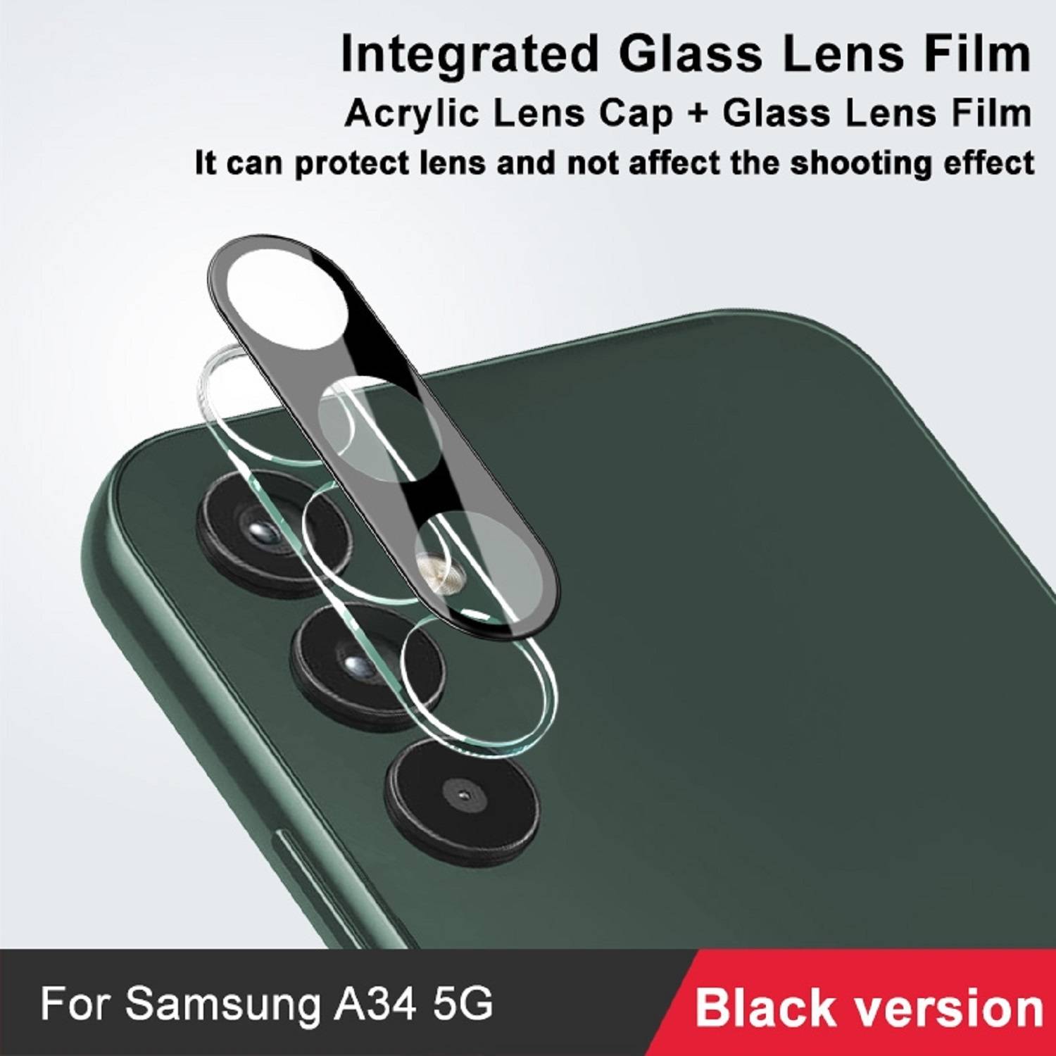 Kopie von 1x Kamera 9H Panzerhartglas für Samsung Galaxy A34 3D KLAR Schwarzes ECHTES TEMPERED Panzerglas Kameraglas Kamerhartglas Kameraschutzglas