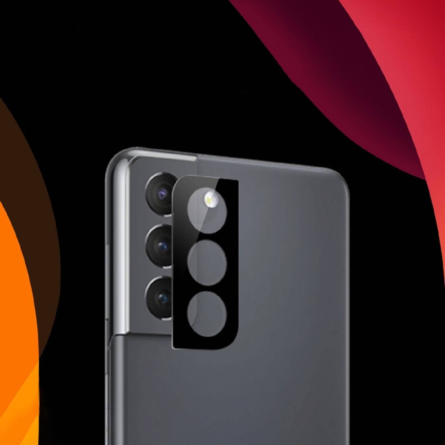 Kopie von 4x Kamera 9H Panzerhartglas für Samsung Galaxy S21 Plus 3D KLAR Schwarzes ECHTES TEMPERED Panzerglas Kameraglas Kamerhartglas
