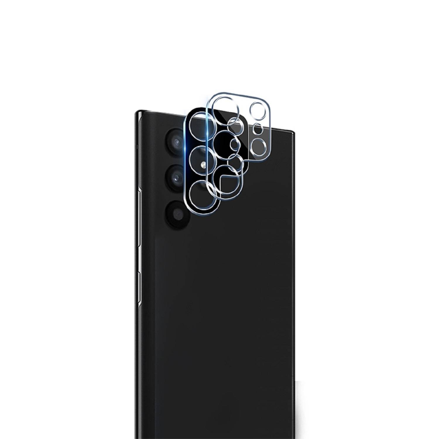 Kopie von 3x Kamera 9H Panzerhartglas für Samsung Galaxy S22 Ultra 3D KLAR Schwarzes ECHTES TEMPERED Panzerglas Kameraglas Kamerhartglas