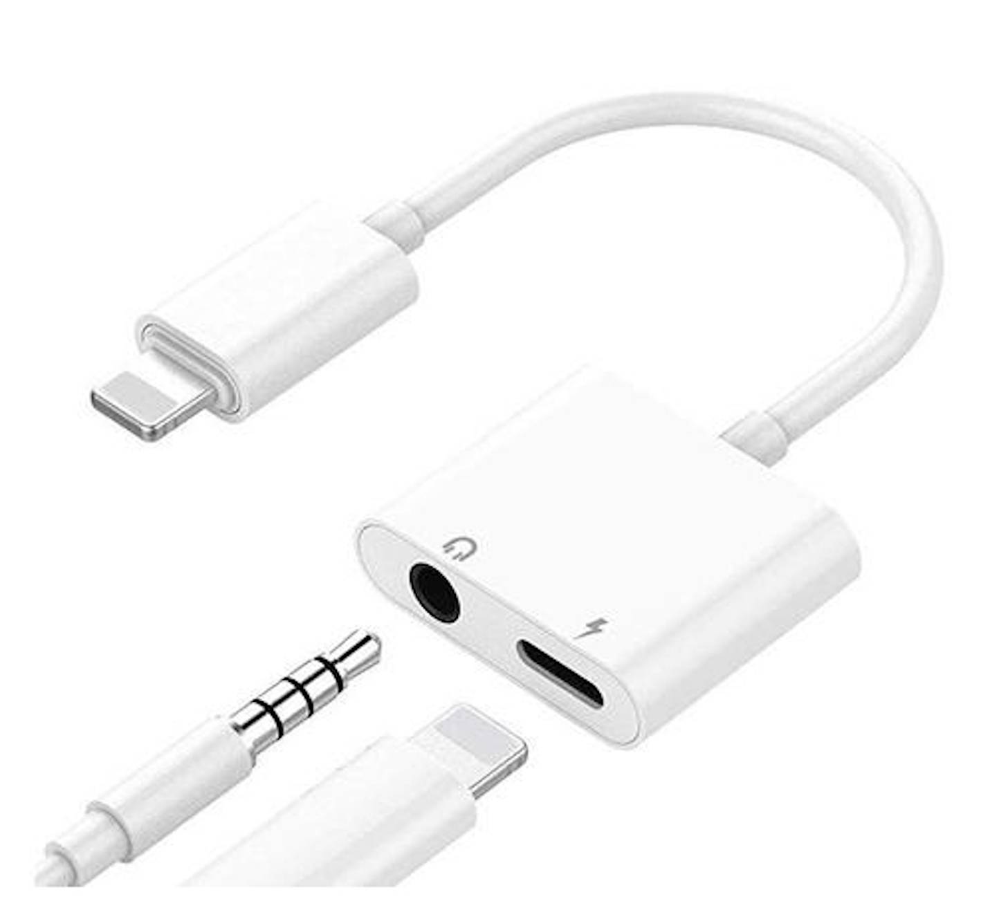 Lightning auf Kopfhörer und Ladeadapter