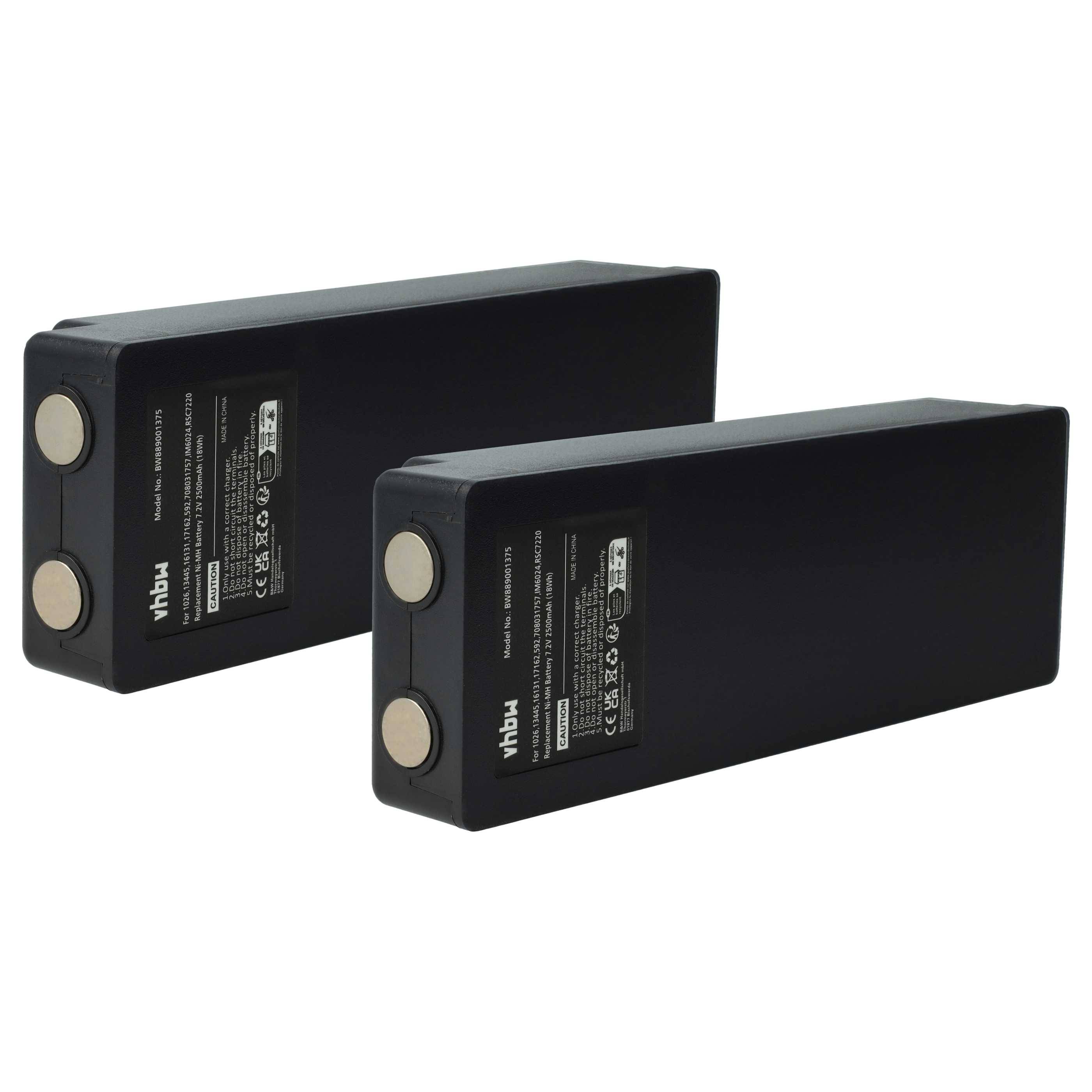 vhbw 2x Akku kompatibel mit Scanreco BS590, 960, 16131, 790,, 592, 590 Industrie-Funkfernsteuerung Fernbedienung (2500 mAh, 7,2 V, NiMH) - Schwarz