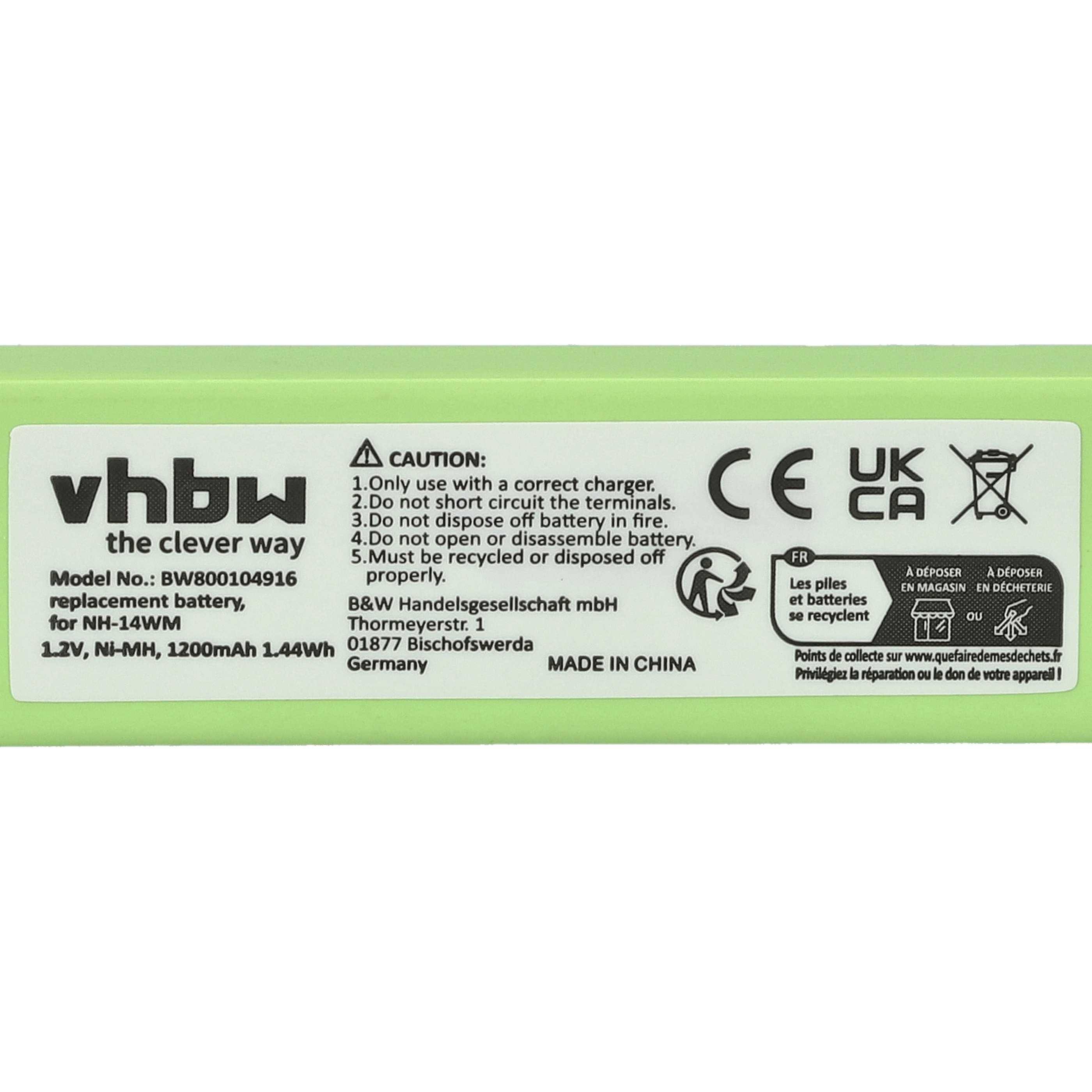 vhbw Akku kompatibel mit Sign SI10 | MP3-Player Musik Player (1200 mAh, 1,2 V, NiMH)