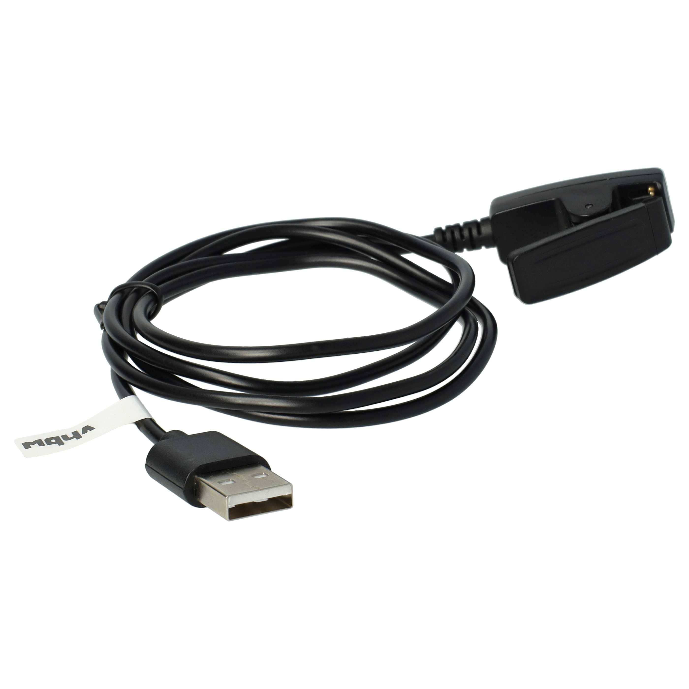 Schwarzes USB-Kabel mit einem aufklippbaren Sensor oder Adapter an einem Ende und einem USB-A-Stecker am anderen Ende, auf weißem Hintergrund dargestellt.