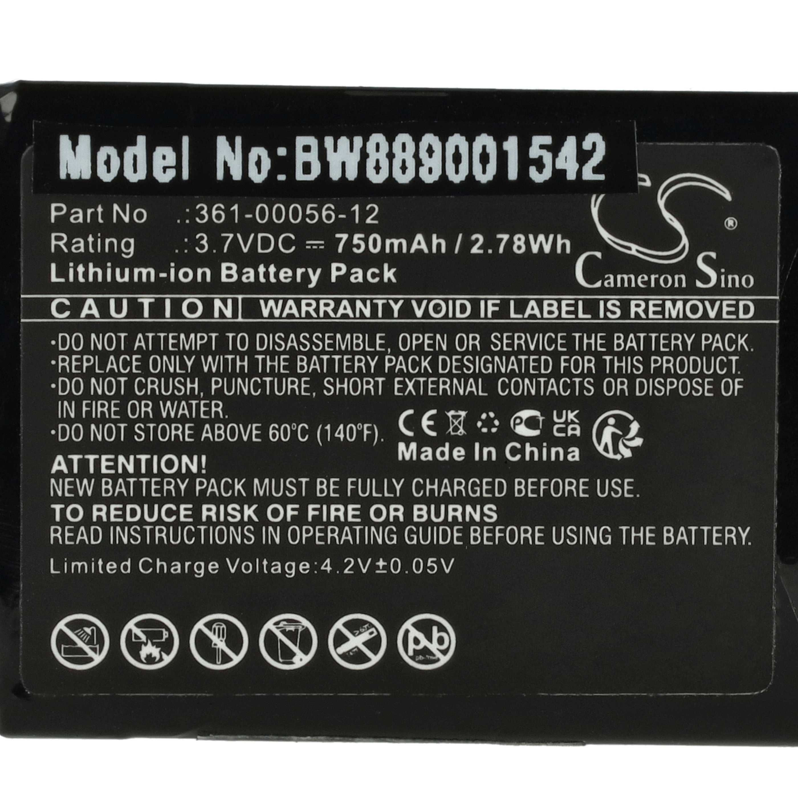 vhbw Akku kompatibel mit Garmin EDGE EXPLORE 2, DEZL OTR700 GPS Navigation Navi (750 mAh, 3,7 V, Li-Ion)