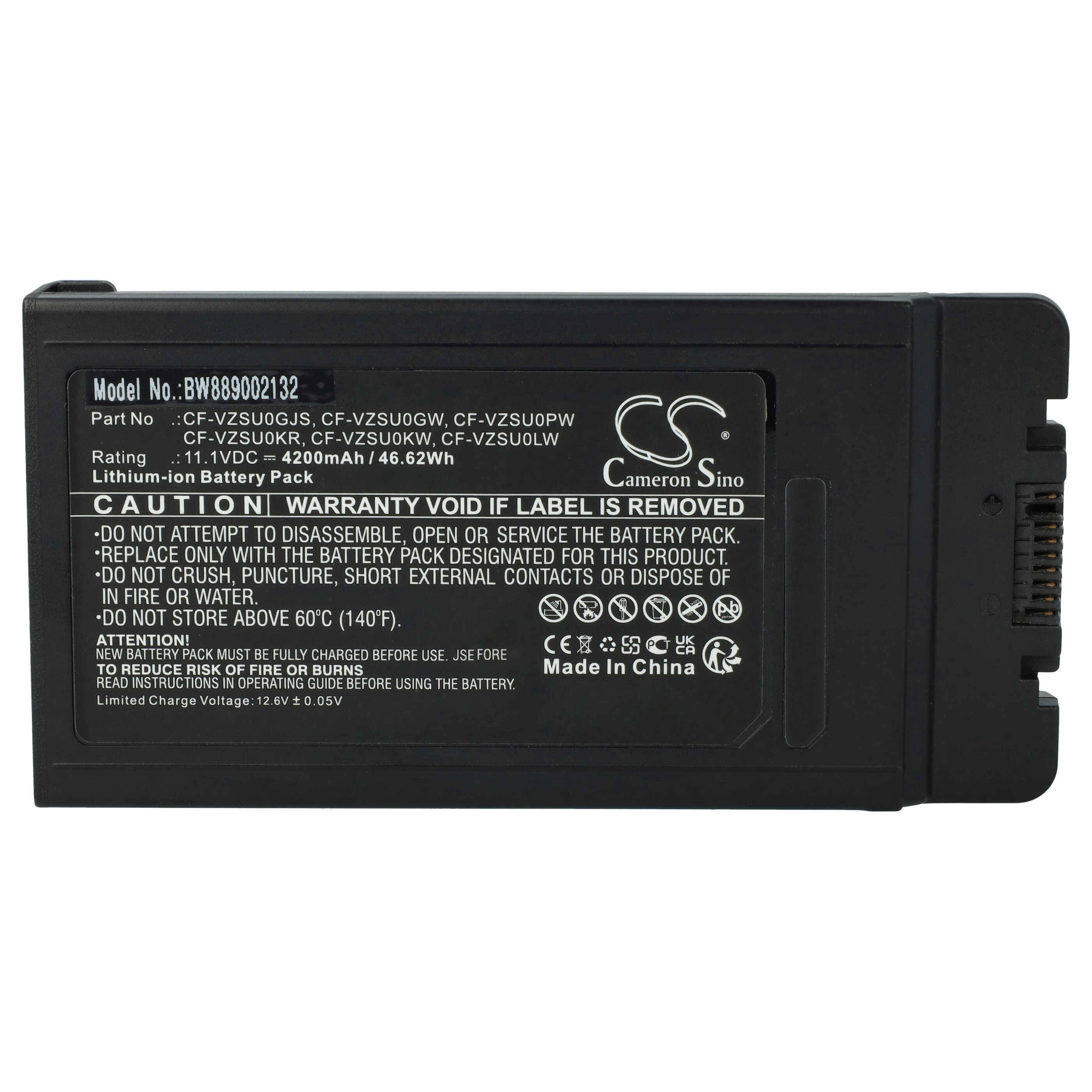 vhbw Akku Ersatz für Panasonic CF-VZSUOGW, CF-VZSUOLW, CF-VZSU0PW, CF-VZSU0PR für Notebook (4200 mAh, 11,1 V, Li-Ion)