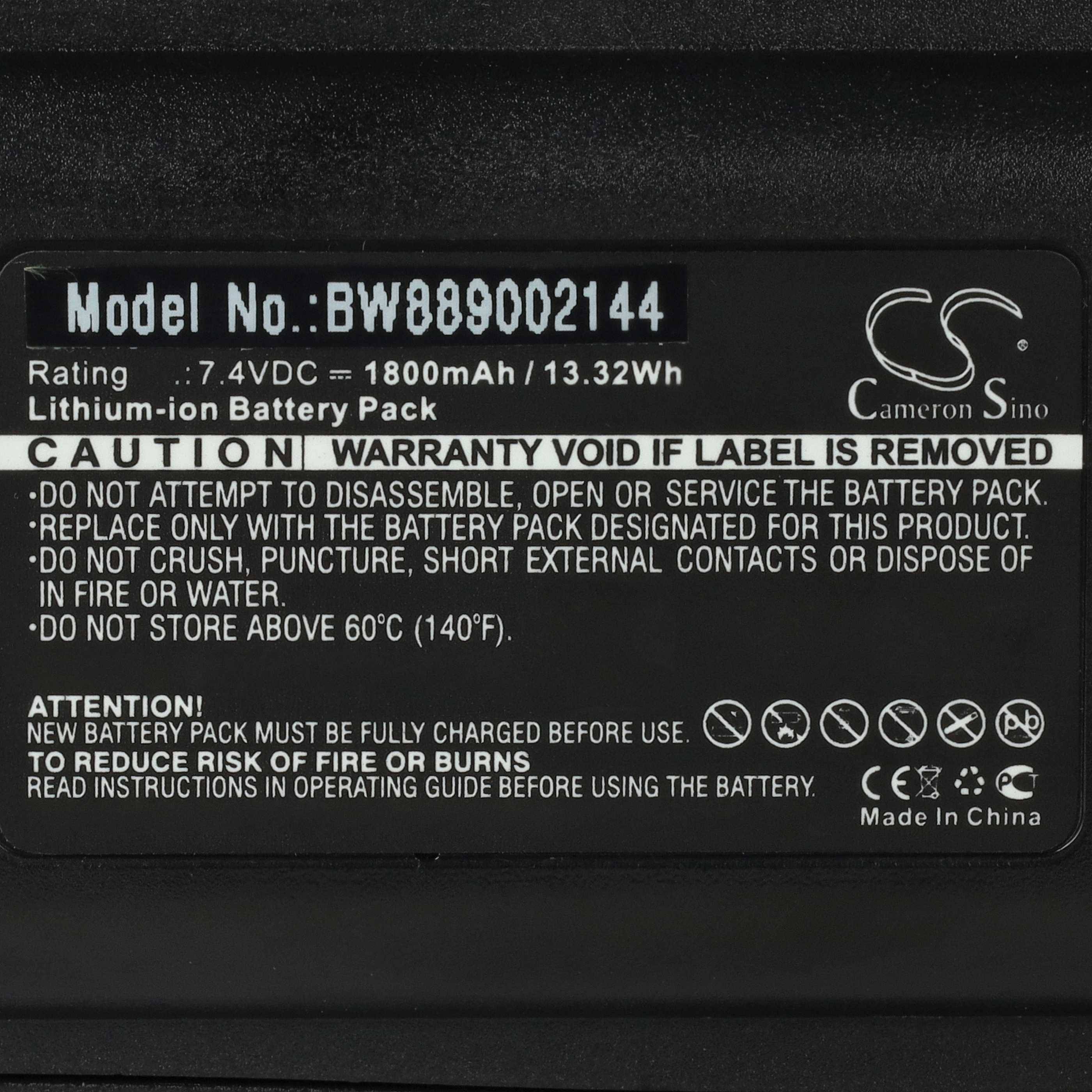 Batterieaufkleber mit „Modellnummer: BW889002144