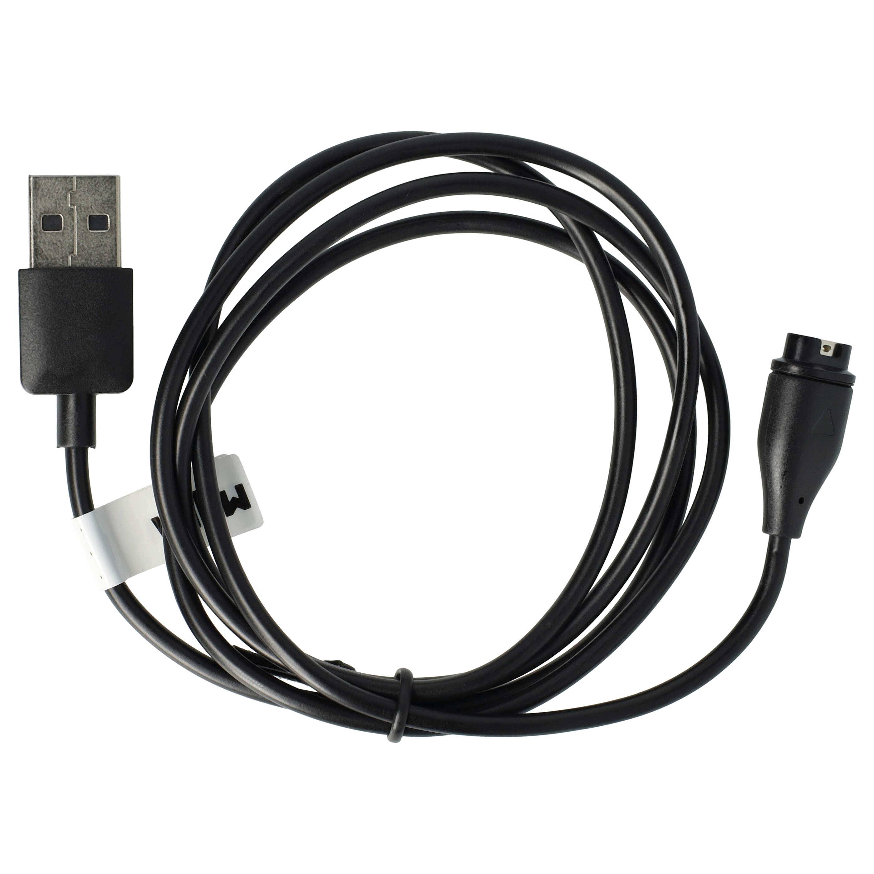 vhbw USB Ladekabel kompatibel mit Garmin Approach S62 | D2 Charlie/Delta, Approach S60 Smartwatch Fitnesstracker - Ladestation Schwarz, 100 cm