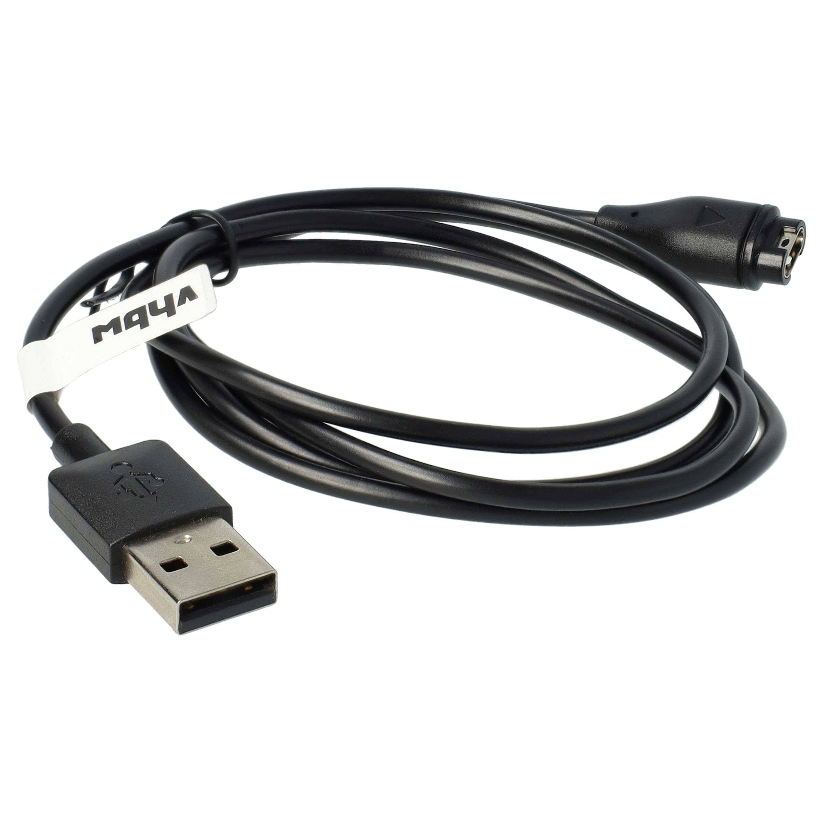 vhbw USB Ladekabel kompatibel mit Garmin Approach S62 | D2 Charlie/Delta, Approach S60 Smartwatch Fitnesstracker - Ladestation Schwarz, 100 cm