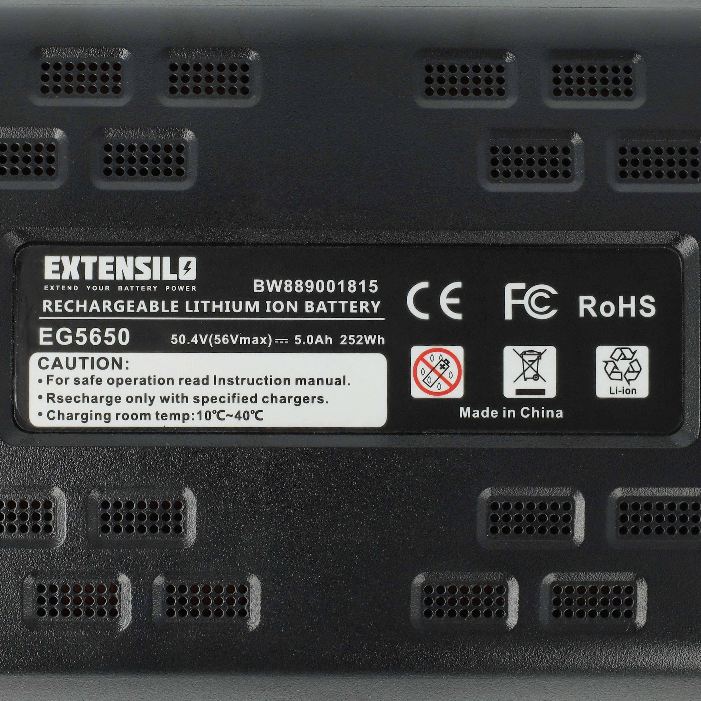 EXTENSILO Akku kompatibel mit Honda HHBE 81, HHBE 81 BE, HHHE 61, HHHE 61 LE, HHTE 38 Rasenmäher Akku-Gartengerät (5000mAh 56V Li-Ion)