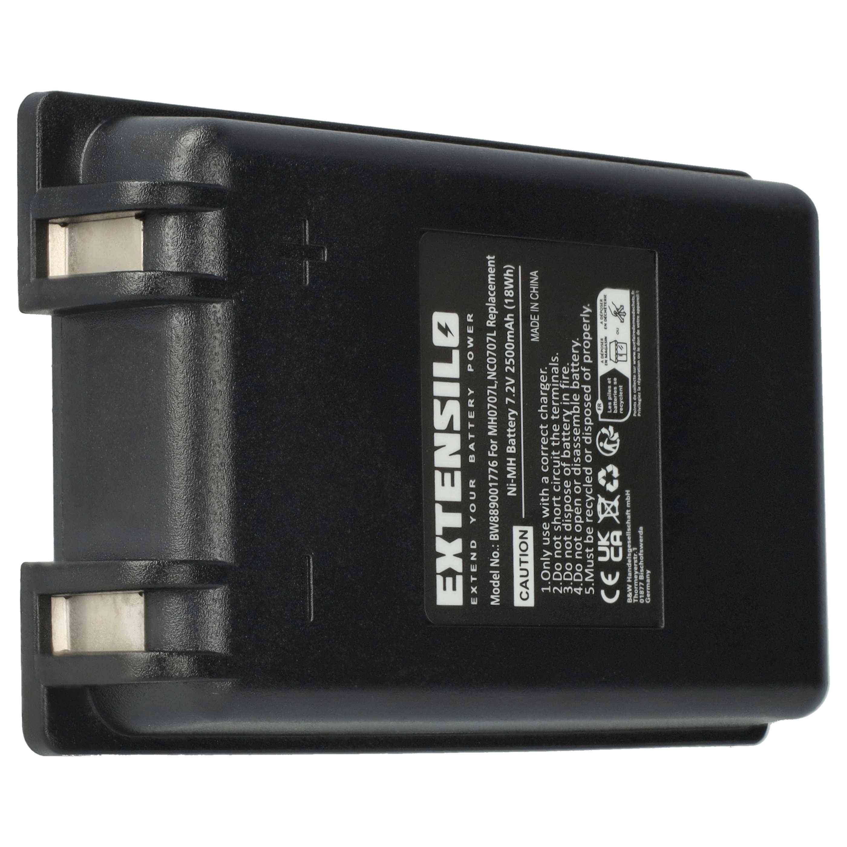 EXTENSILO Akku kompatibel mit Autec UTX97 transmitter, CB71.F, FUA10 Industrie-Funkfernsteuerung Fernbedienung (2500 mAh, 7,2 V, NiMH) - Schwarz