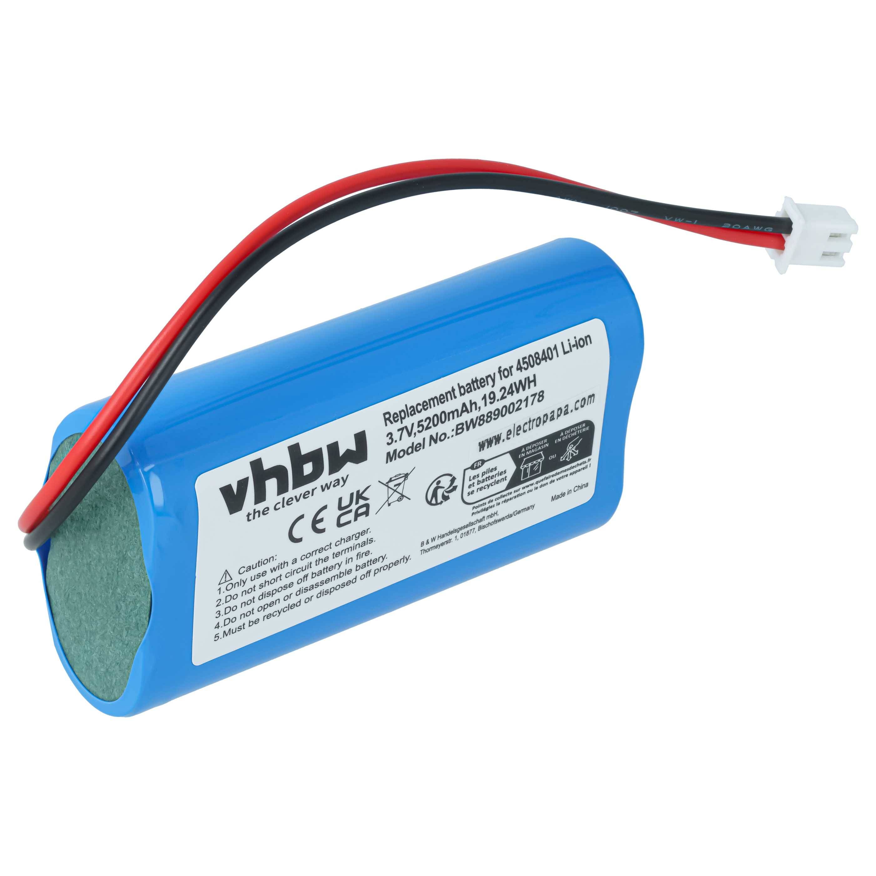 vhbw Akku kompatibel mit Sigor NUINDIE FLOOR, MINI Tischlampe, Nachttischlampe (5200 mAh, 3,7 V, Li-Ion)