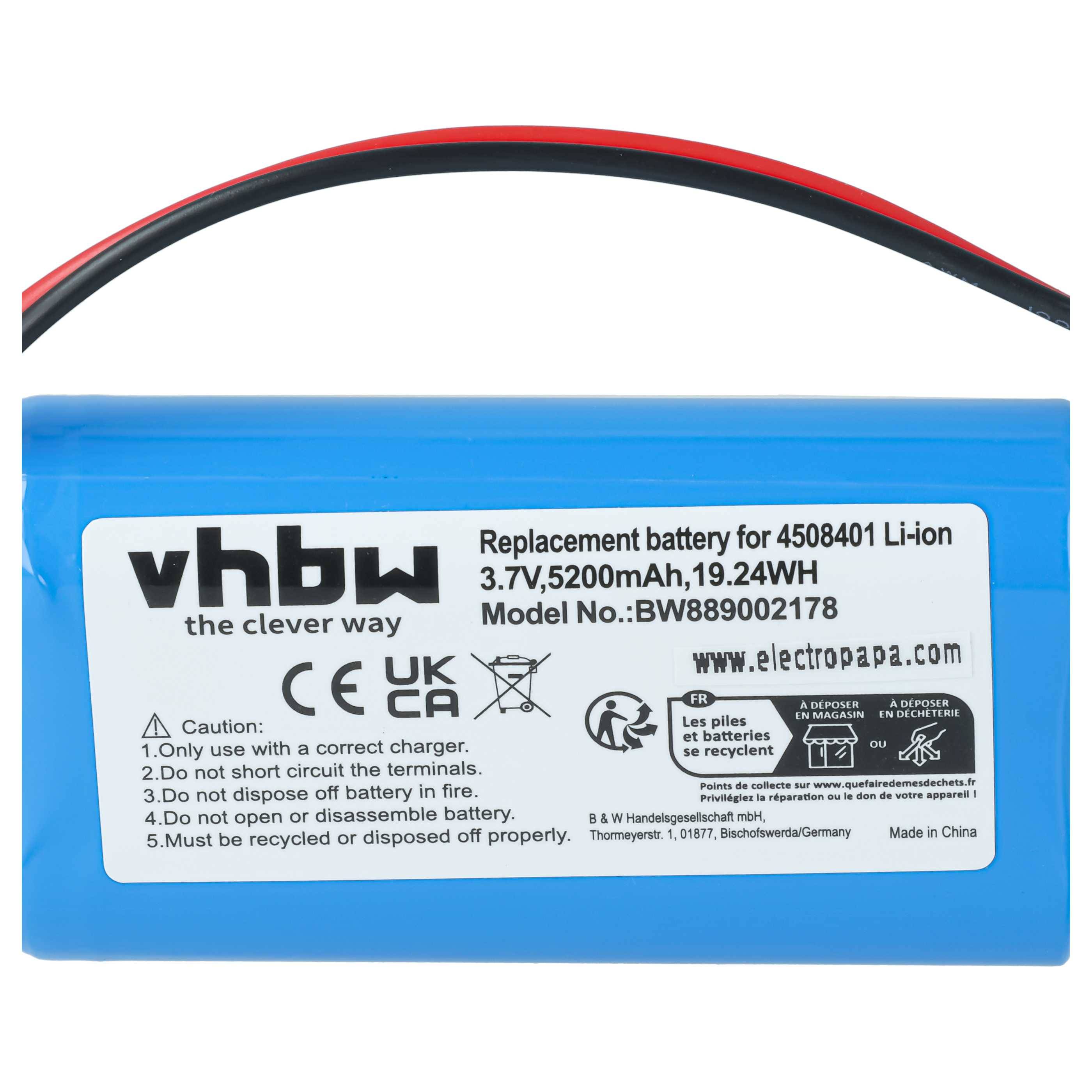 vhbw Akku kompatibel mit Sigor NUINDIE FLOOR, MINI Tischlampe, Nachttischlampe (5200 mAh, 3,7 V, Li-Ion)