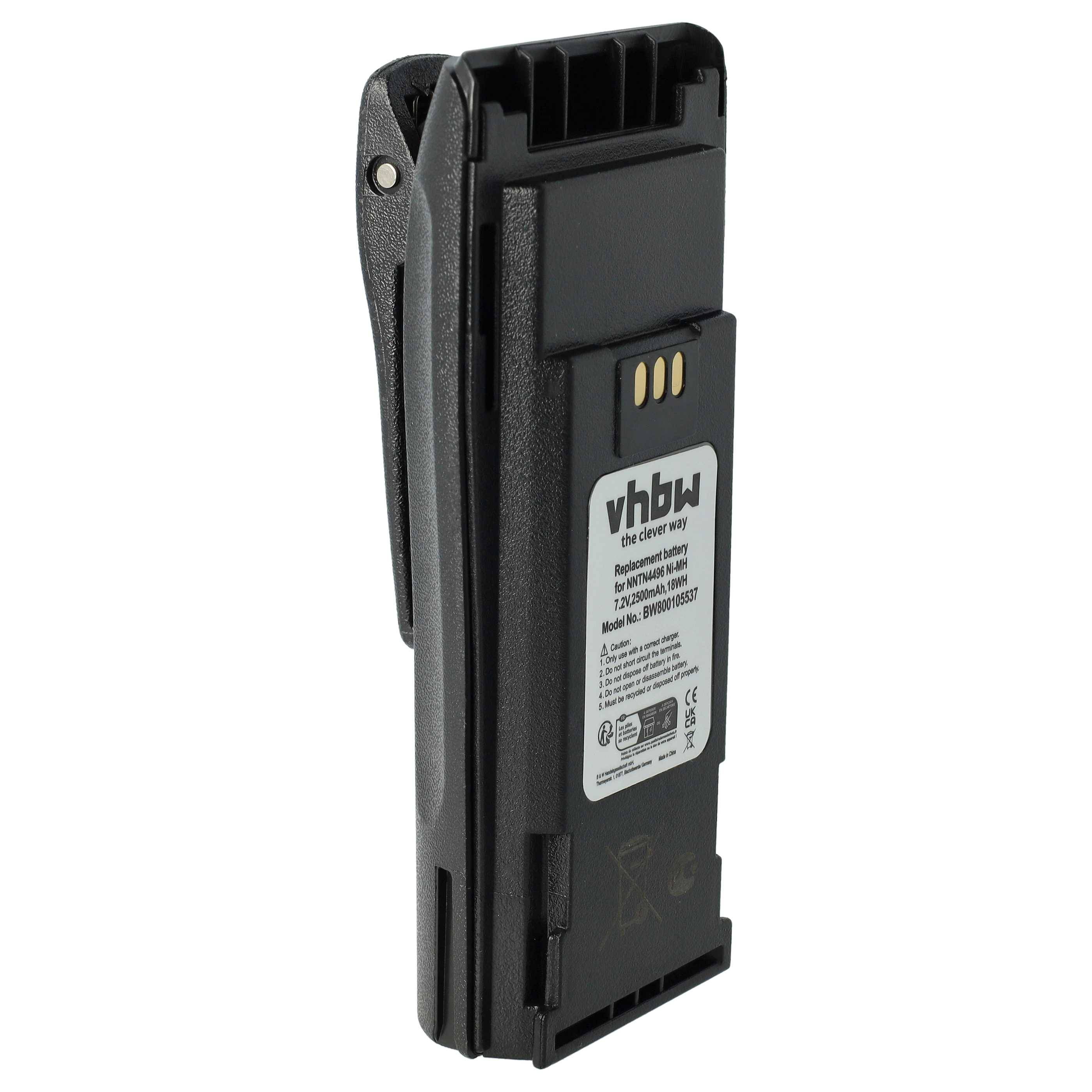 vhbw Akku Ersatz für Motorola NNTN4496, NNTN4496AR, NNTN4497, NNTN4497A, NNTN4497AR für Funkgerät, Walkie Talkie (2500mAh, 7,2V, NiMH)