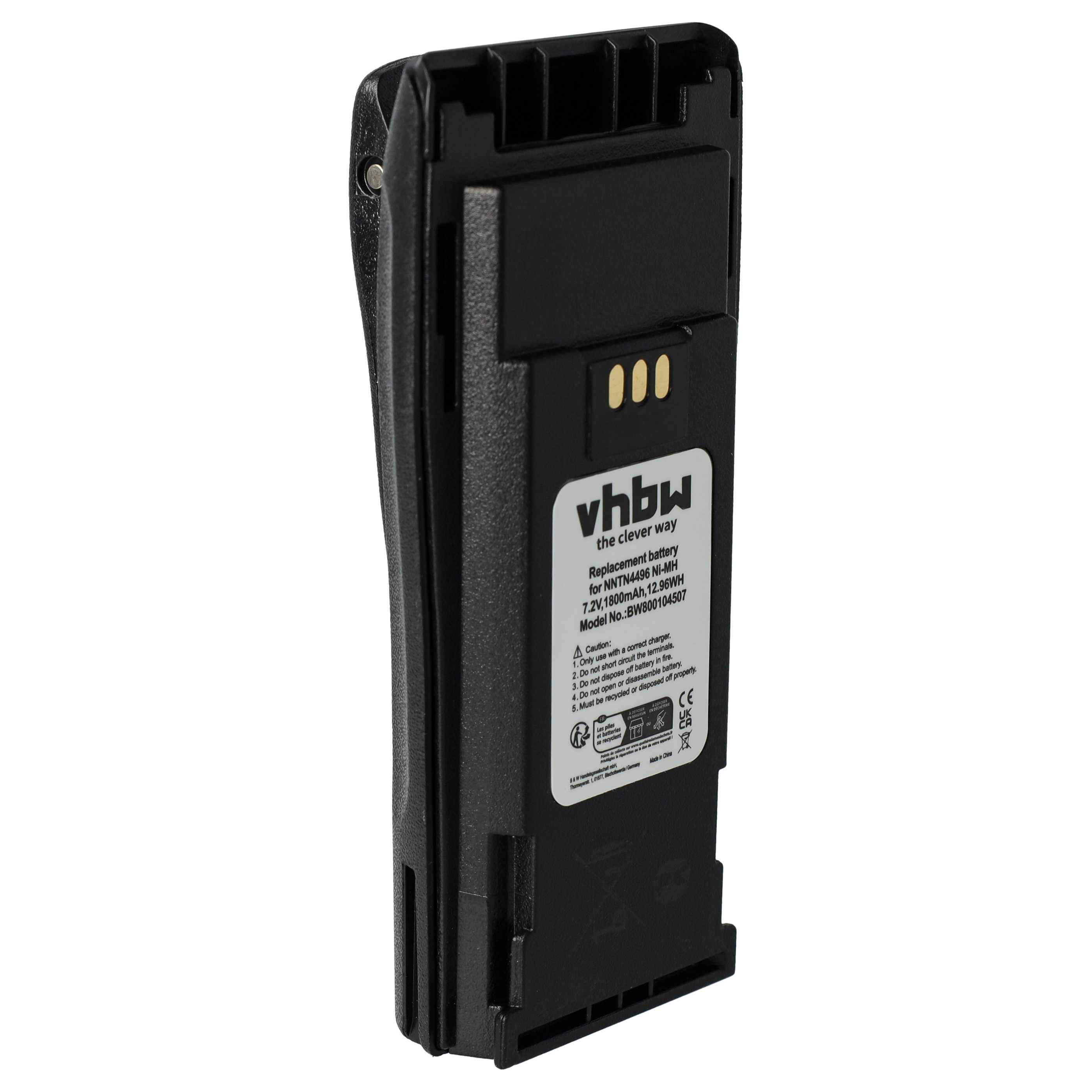 vhbw Akku Ersatz für Motorola NNTN4970A, NNTN4970AR, NNTN4970, NNTN4851AR, NNTN4851R für Funkgerät, Walkie Talkie (1800 mAh, 7,2 V, NiMH)