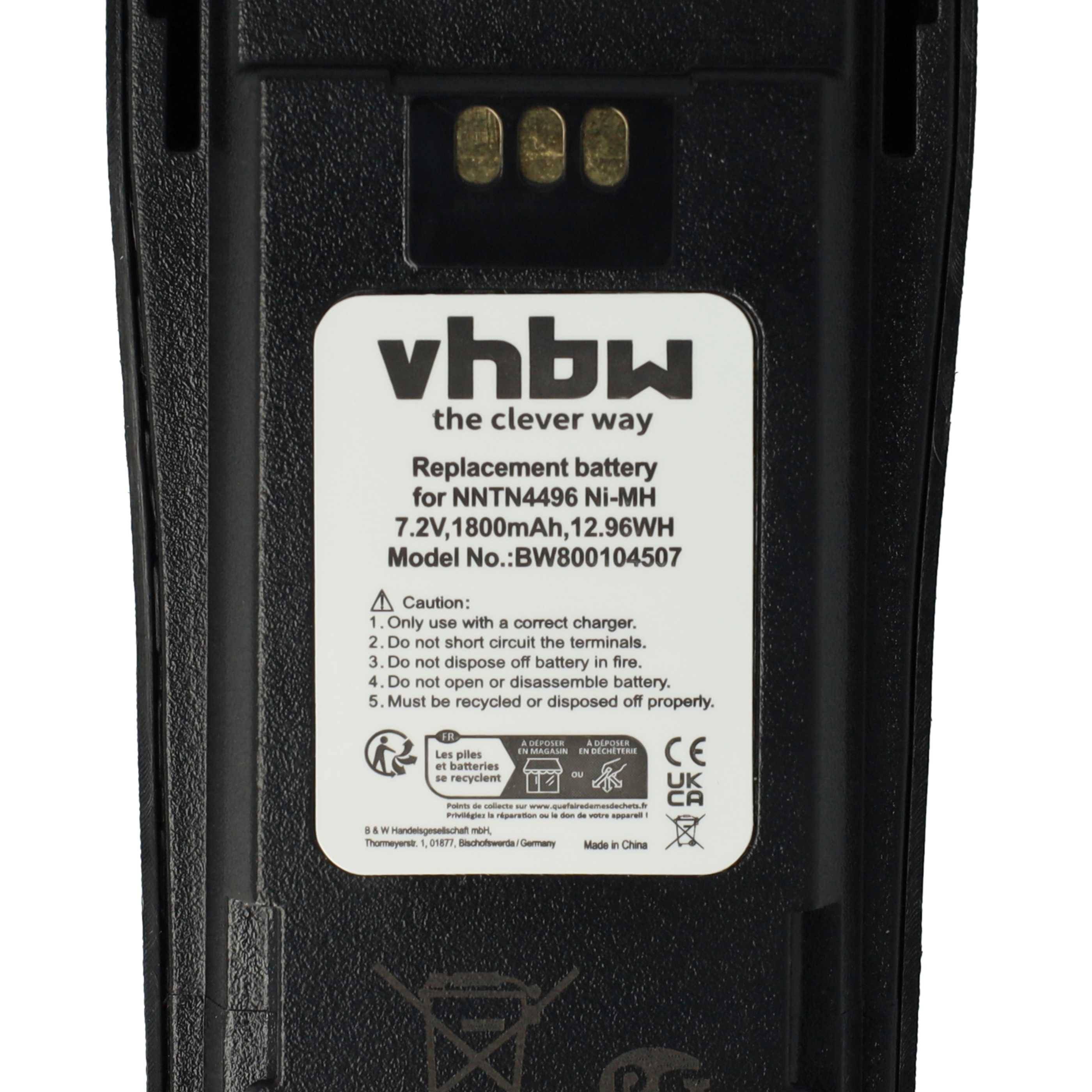 vhbw Akku kompatibel mit Motorola PR400, PM400 Funkgerät, Walkie Talkie (1800 mAh, 7,2 V, NiMH)