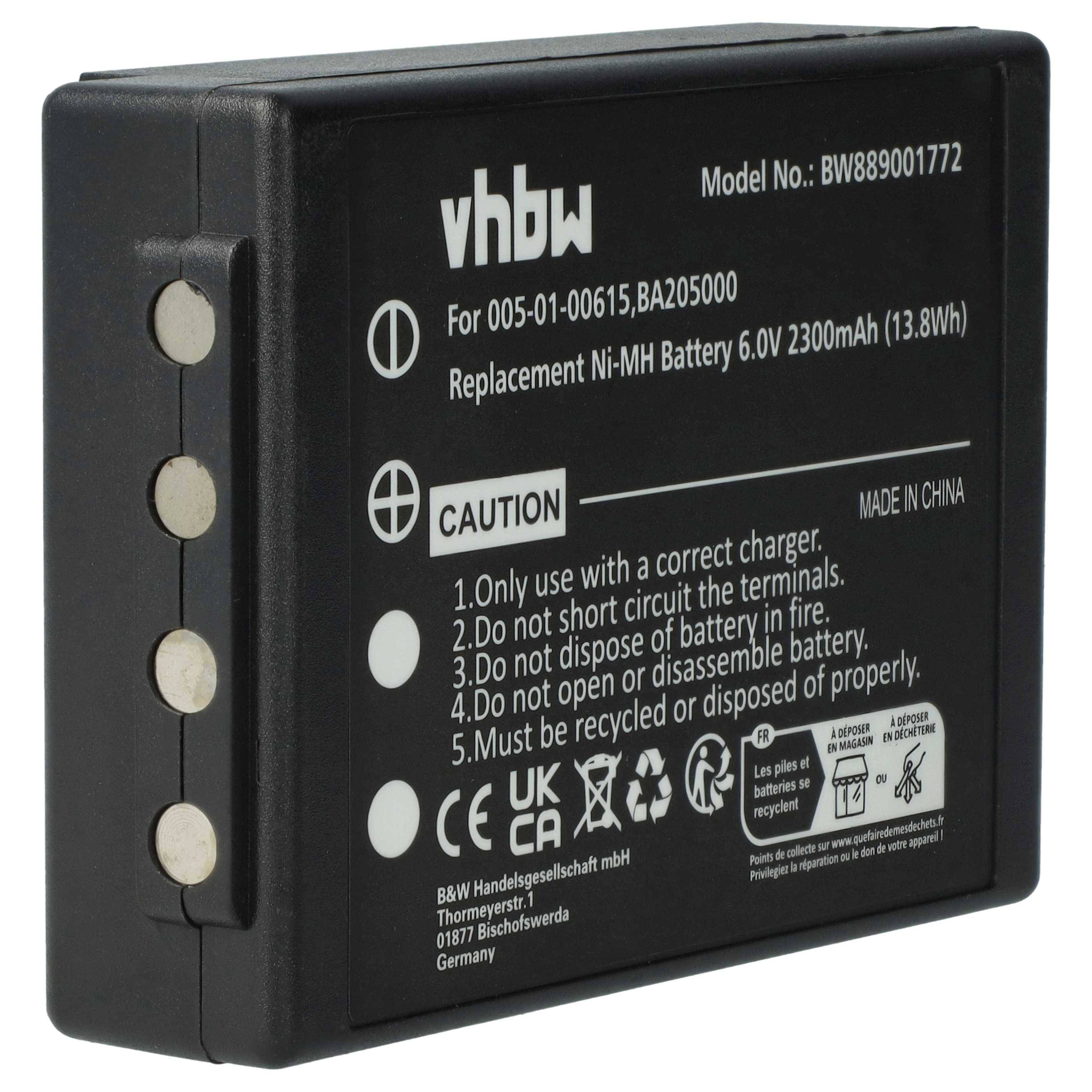 vhbw Akku Ersatz für HBC BA225000, BA226030, BA225030 für Industrie-Funkfernsteuerung Fernbedienung (2300 mAh, 6 V, NiMH) - Schwarz