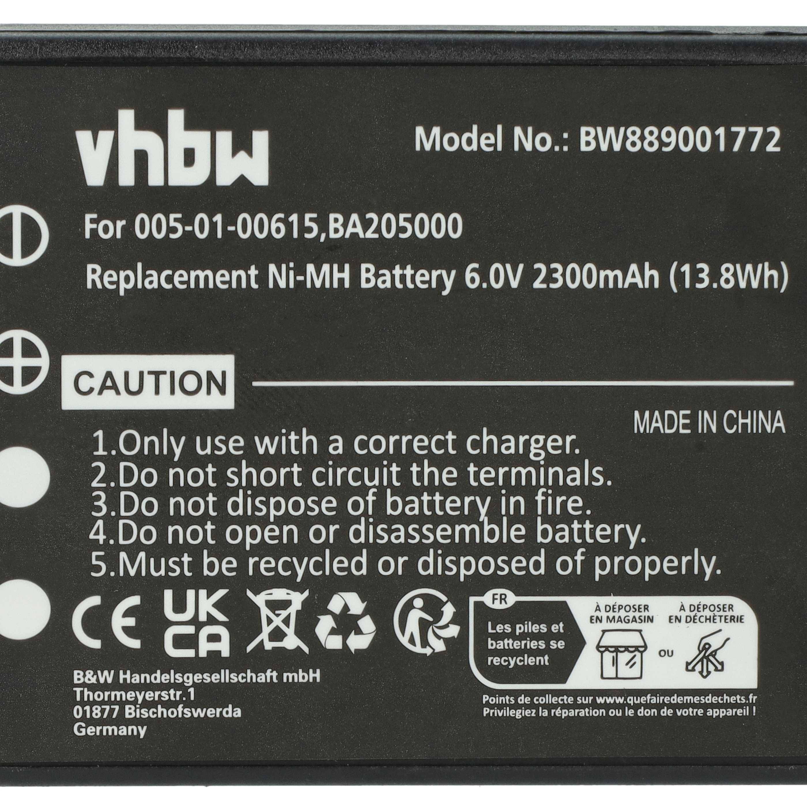 vhbw 5x Akku Ersatz für HBC BA209000, BA209060, BA206030, BA209001 für Industrie-Funkfernsteuerung Fernbedienung (2300 mAh, 6 V, NiMH) - Schwarz