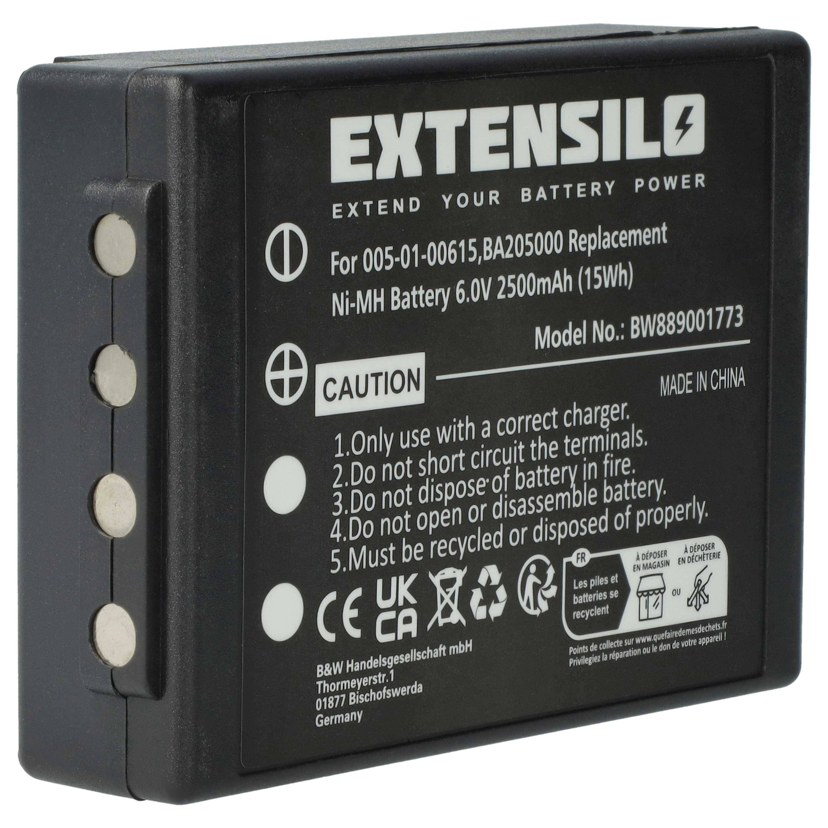 EXTENSILO Akku Ersatz für HBC PM237745002 für Industrie-Funkfernsteuerung Fernbedienung (2500 mAh, 6 V, NiMH) - Schwarz