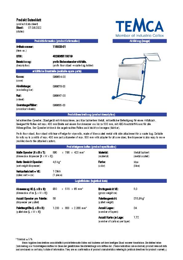 Bodenständer H890xB790xT420ca.mm m.Abrissschiene PROFIX