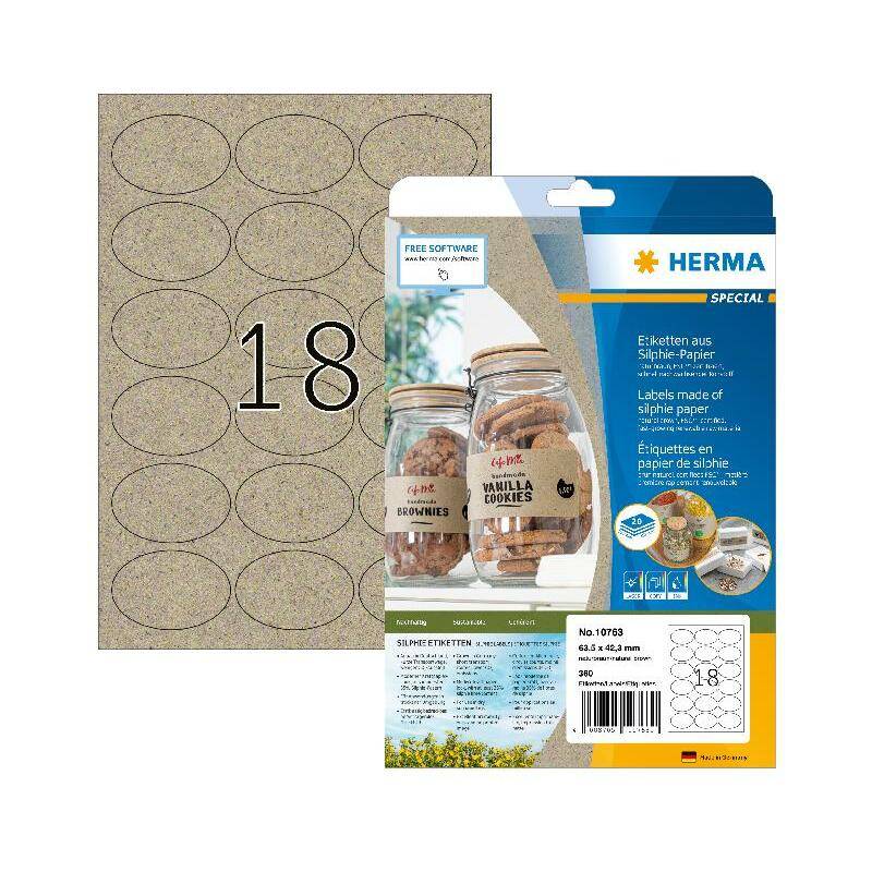 HERMA Etiketten aus Silphie-Papier, 63,5 x 42,3 mm, oval