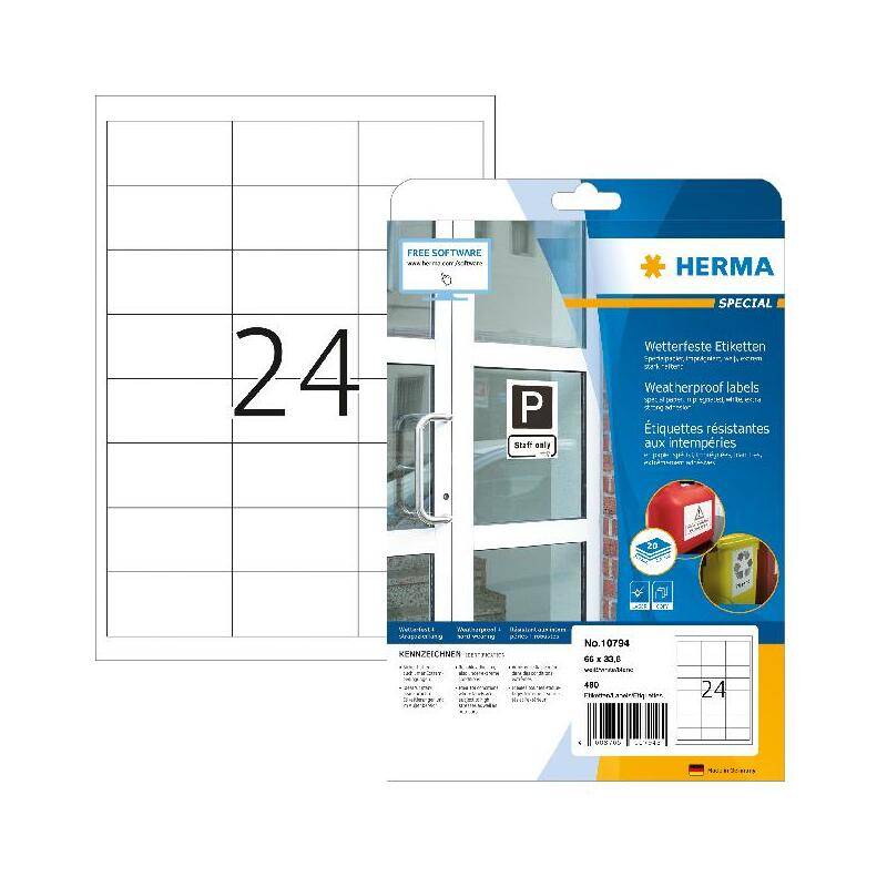 HERMA Wetterfeste Etiketten aus Spezialpapier, 66 x 33,8 mm