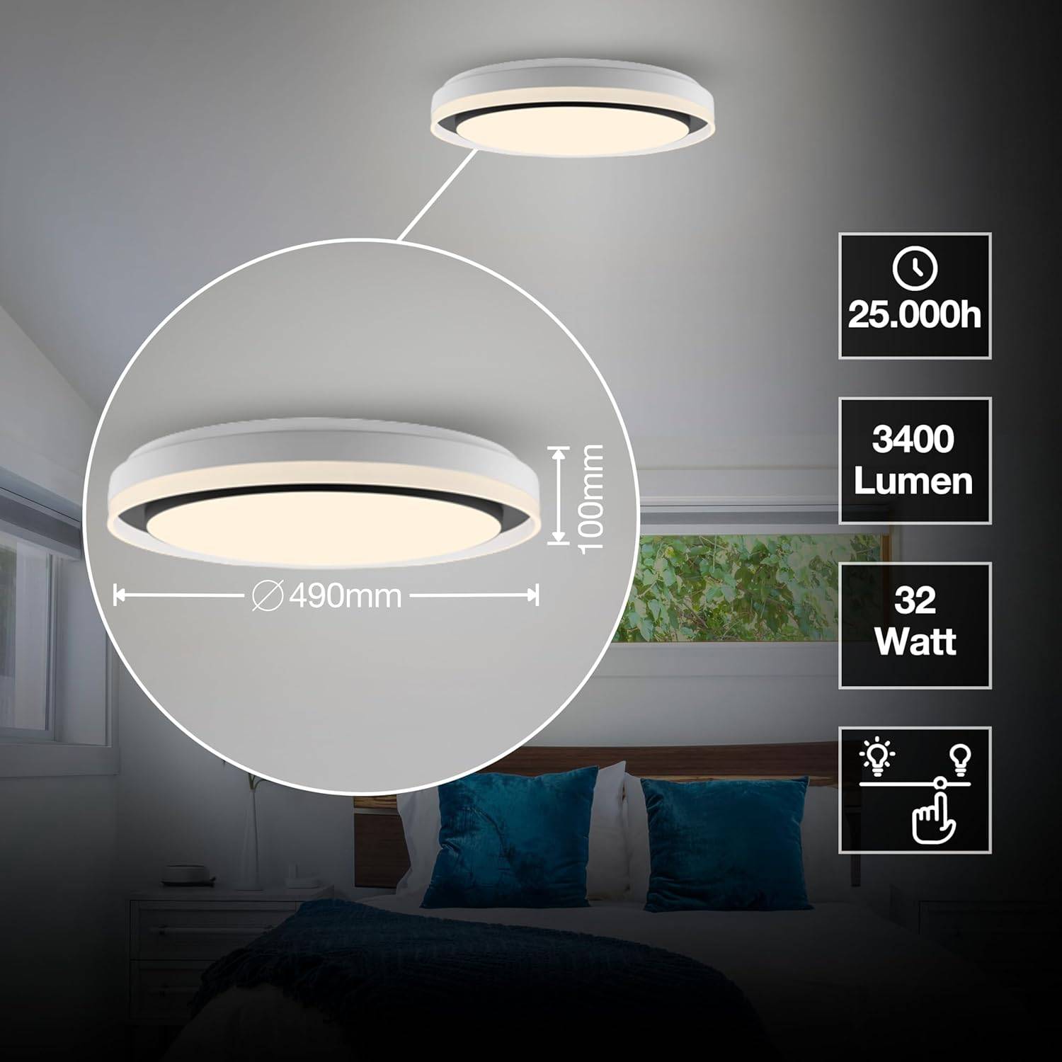 LEDVANCE SMART + WIFI LED Deckenleuchte weiß schwarz 32W 3400lm dimmbar