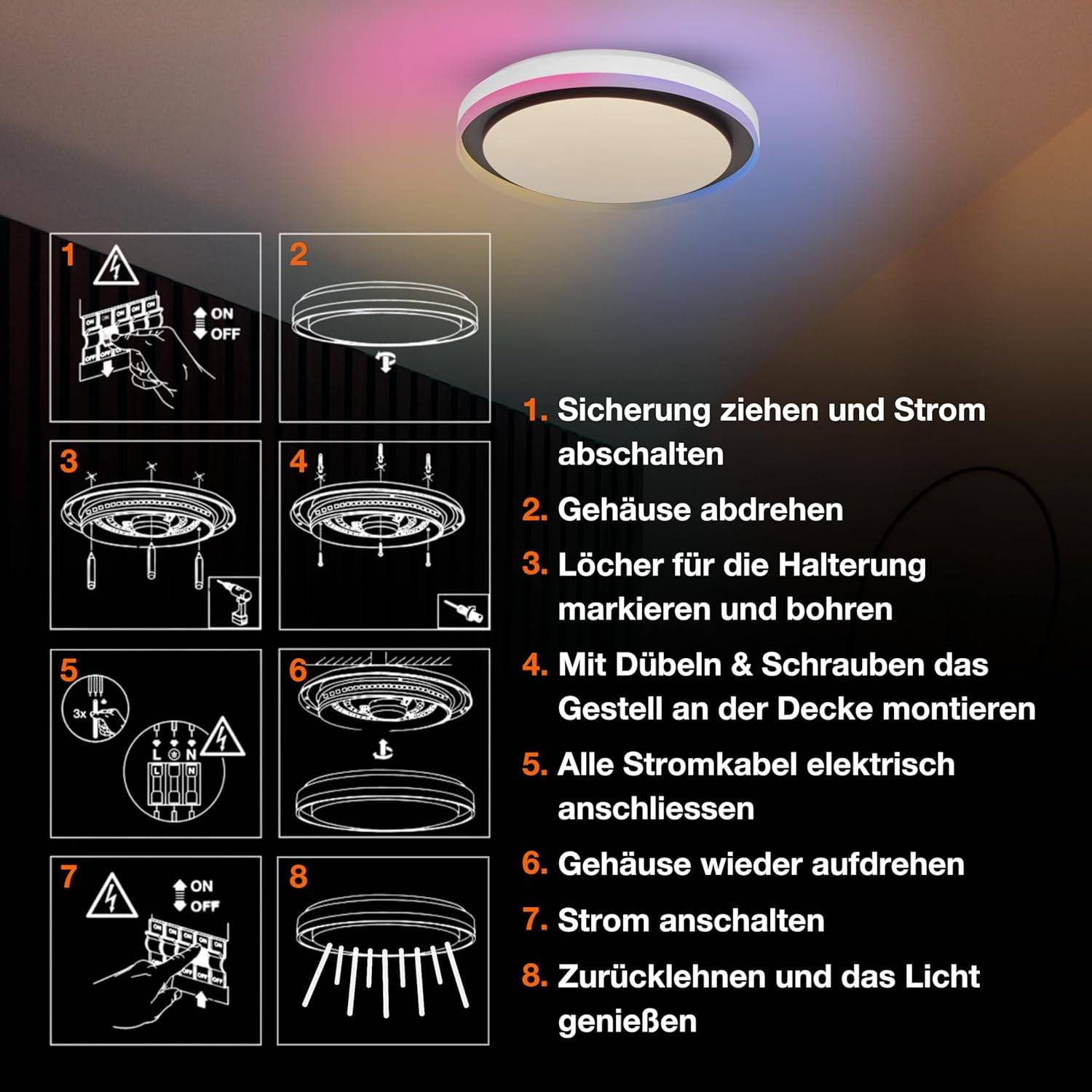 LEDVANCE SMART + WIFI LED Deckenleuchte weiß schwarz 32W 3400lm dimmbar
