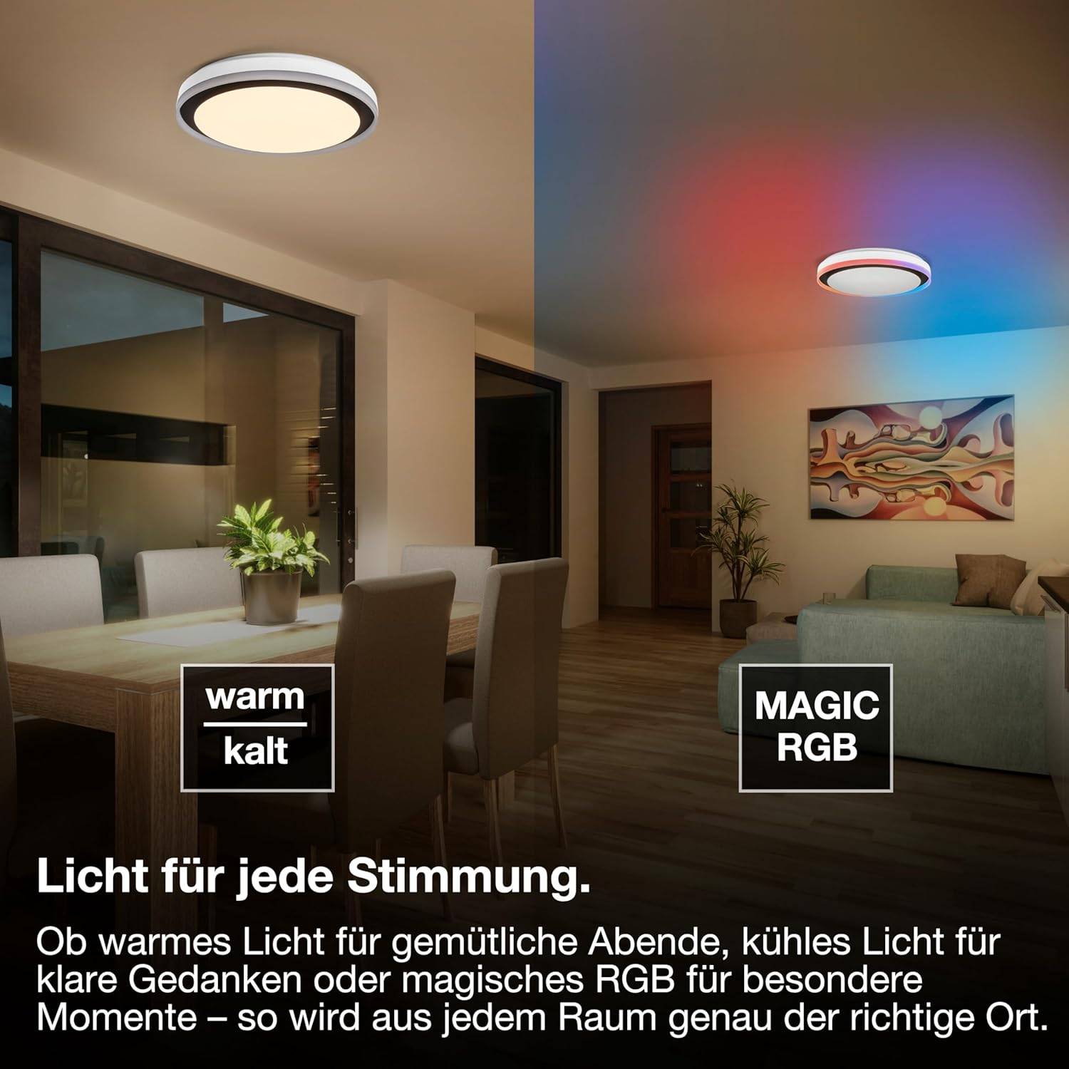 LEDVANCE SMART + WIFI LED Deckenleuchte weiß schwarz 32W 3400lm dimmbar