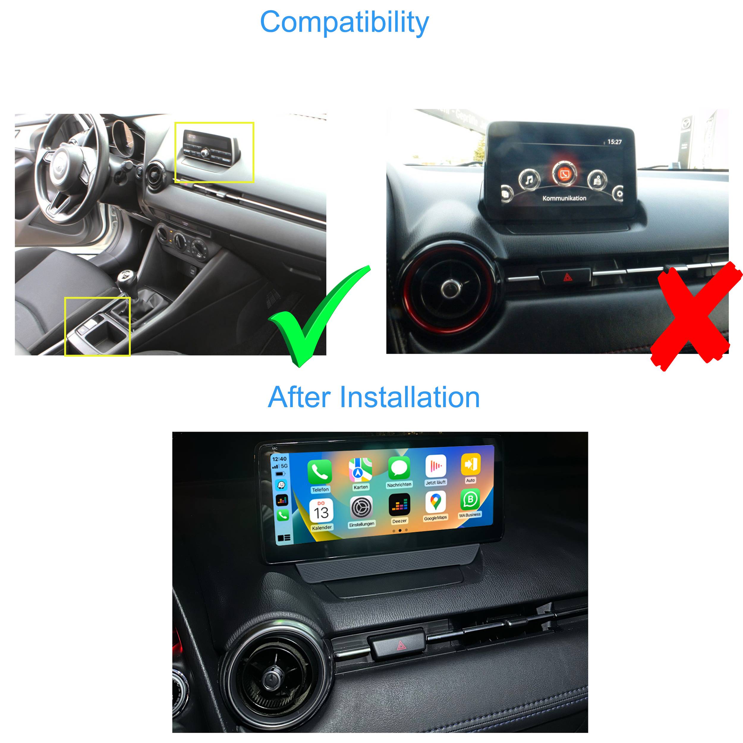 Für Mazda 2 CX-3 ab 17 10.2" Touch Android Autoradio GPS Navi CarPlay Controller