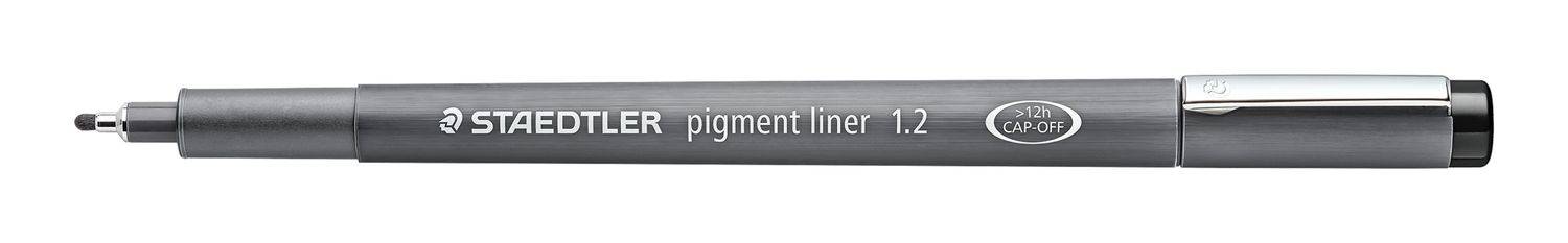 Staedtler Pigment Liner 308, Schwarz, Fein, Schwarz, Grau, Rund, Tinte auf Pigmentbasis, 1,2 mm
