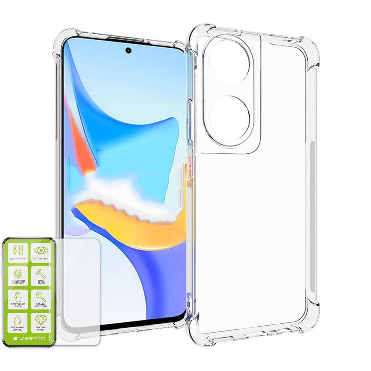 Für Honor X7b Schock TPU Silikon Schutz Handy Hülle + H9 Hart Glas