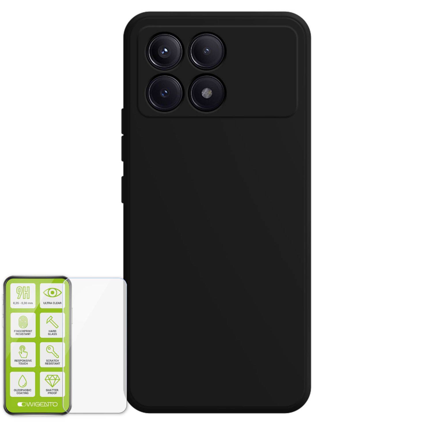 Für Xiaomi Poco F6 Pro / Redmi K70 & Pro Silikon TPU Hülle + Hart Glas