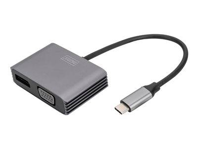 DIGITUS Adapter USB-C St. -> VGA Bu. / DP Bu. 4K/30Hz 20cm / Konverter USB