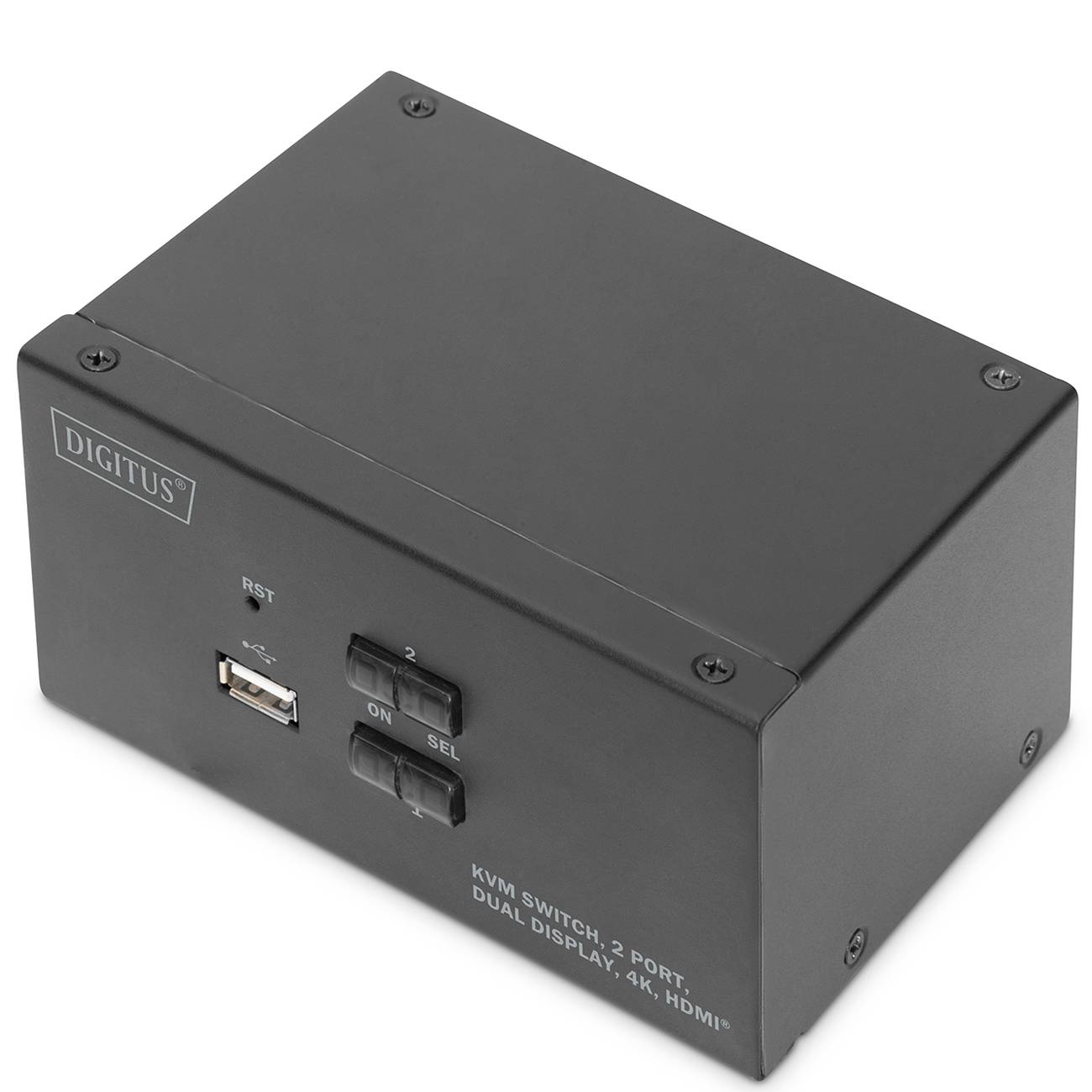 DIGITUS KVM Switch, 2-Port, Dual-Display. 4K, HDMI Signalsteuerung KVM KVM Switches