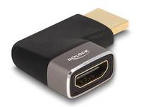 Delock - Highspeed - HDMI-Adapter mit Ethernet - HDMI männlich zu HDMI weiblich links abgewinkelt - Schwarz/Grau - unter