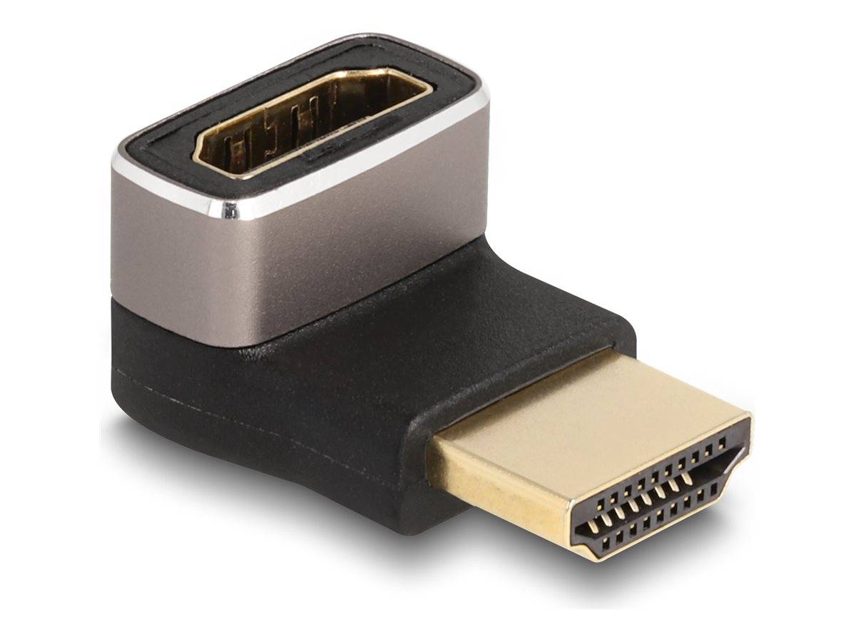Delock - Highspeed - HDMI-Adapter mit Ethernet - HDMI männlich zu HDMI weiblich nach unten abgewinkelt - Schwarz/Grau -