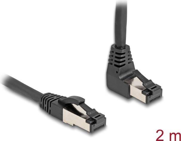 Delock RJ45 Netzwerkkabel Cat.8.1 S/FTP 90° oben gewinkelt gerade 2 m - Netzwerk