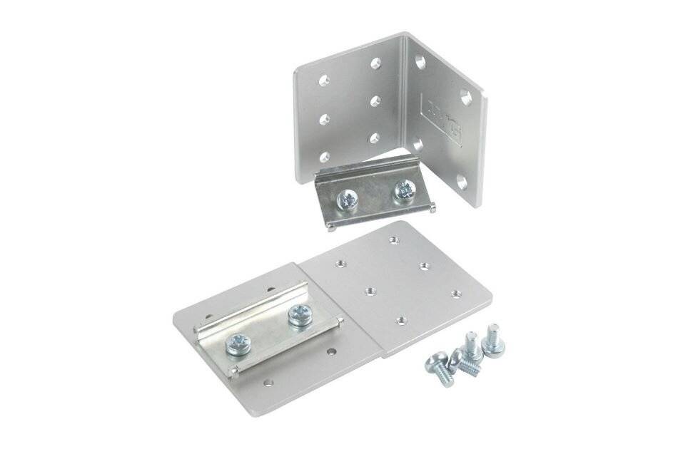 AMG Systems AMG2035, 90-Grad-DIN-Schienen-Wandhalterung mit Verlängerung, Montage für eine oder zwei Geräte