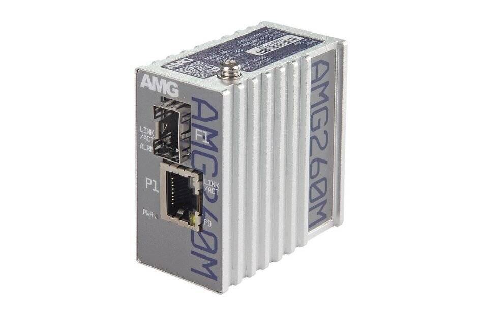 AMG260M-1F-1S-PD, Industrieller Mini Medienkonverter, 1 x 10/100BT RJ45 , 1 x 100/1000FX SFP Slot, ohne SFP, DIP Switch